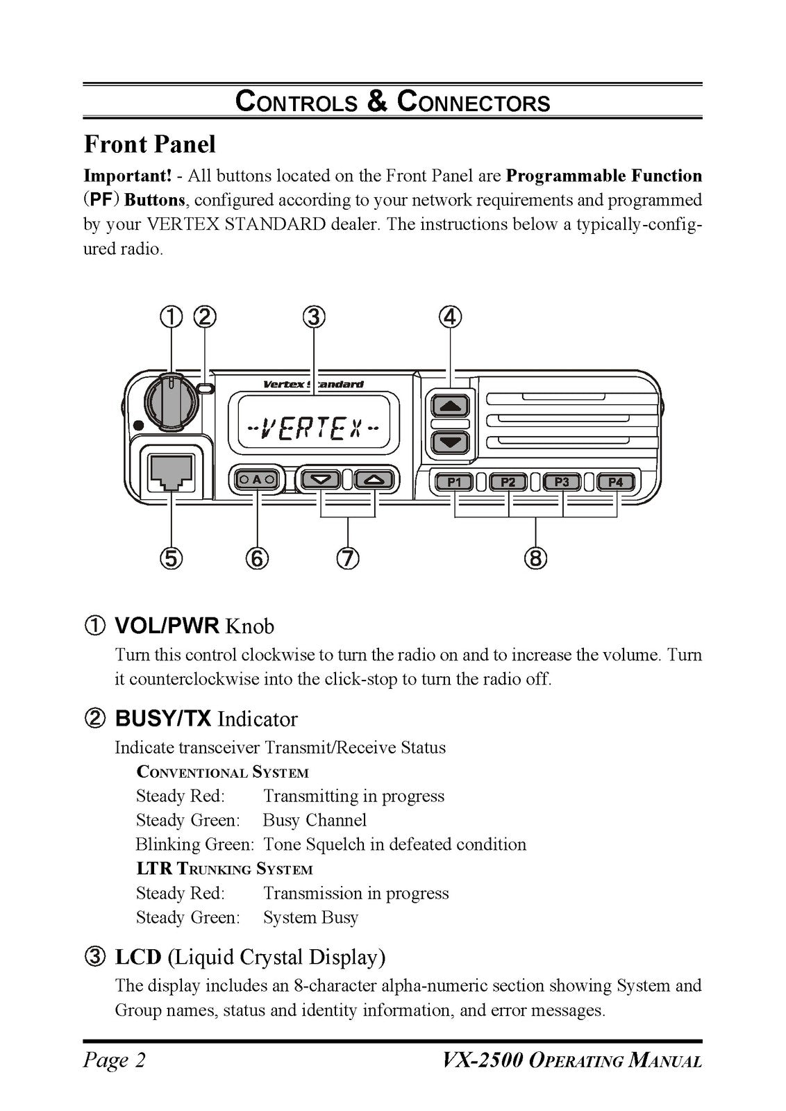 VERTEX STANDARD VX-2500 VHF Radio Operating Manual - WIRE BOUND - TOUGH COVERS