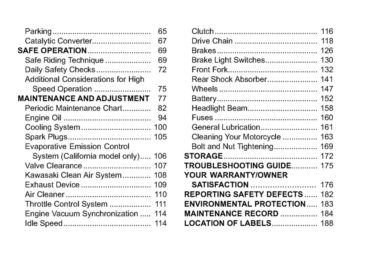 KAWASAKI Ninja 1000 ABS Motorcycle Owners Manual 2012 - WIRE BOUND - COVERS