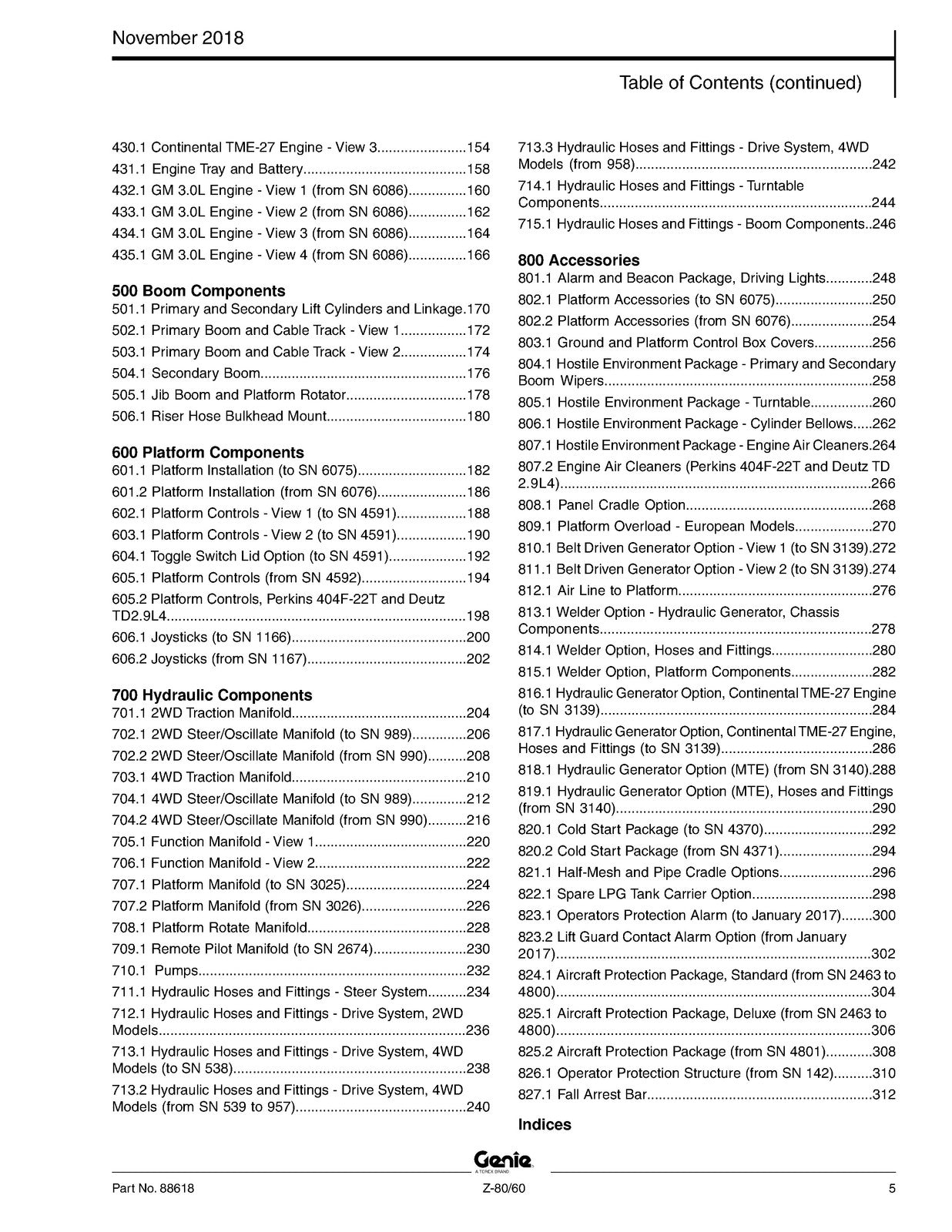 GENIE Z-80-60 Boom Lift Parts Manual 2018 - STEEL WIRE BOUND - PROTECTIVE COVERS