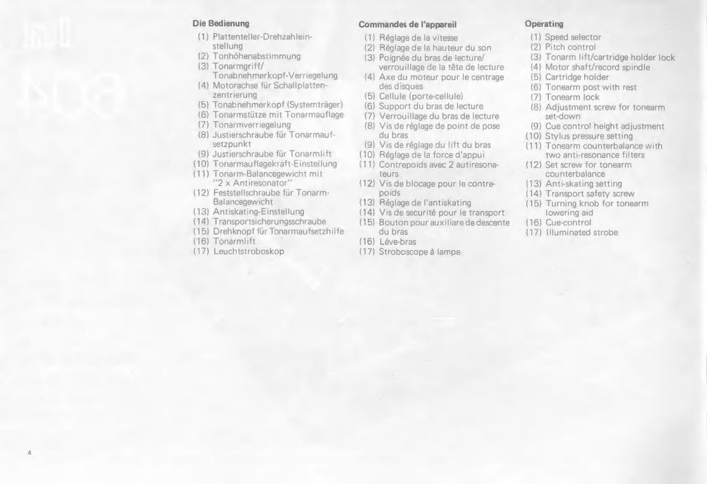 DUAL 604 Turntable User Manual - STEEL WIRE BOUND - PROTECTIVE COVERS