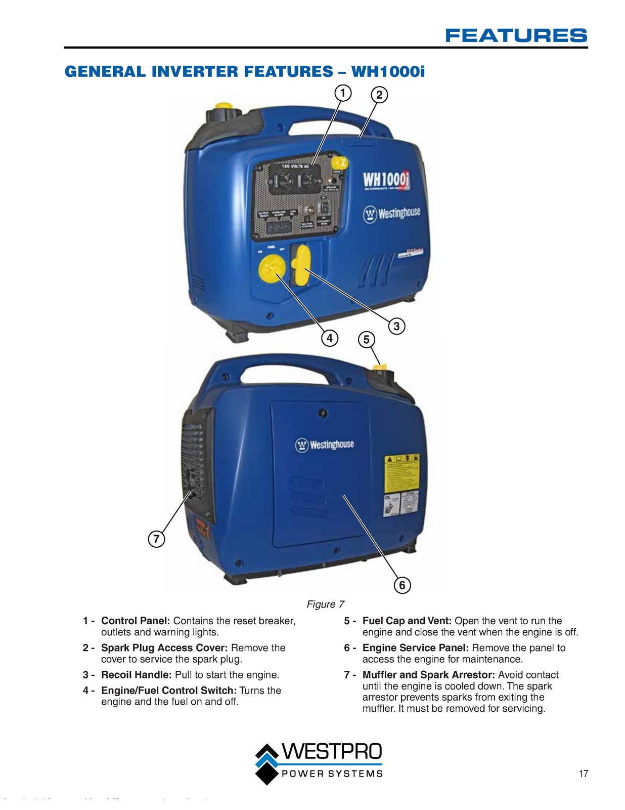 WESTINGHOUSE Digital Inverter Generator Owners Manual - WIRE BOUND - COVERS