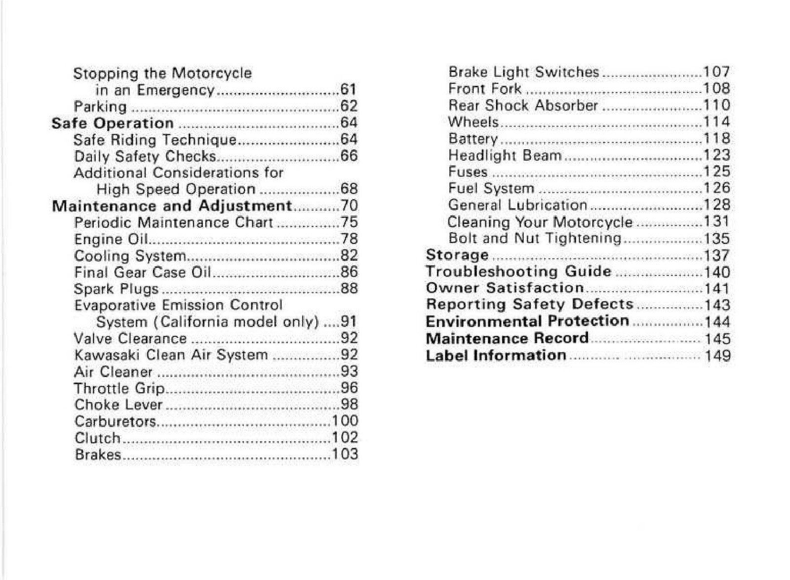 KAWASAKI Concours Motorcycle Owners Manual - STEEL WIRE BOUND - TOUGH COVERS