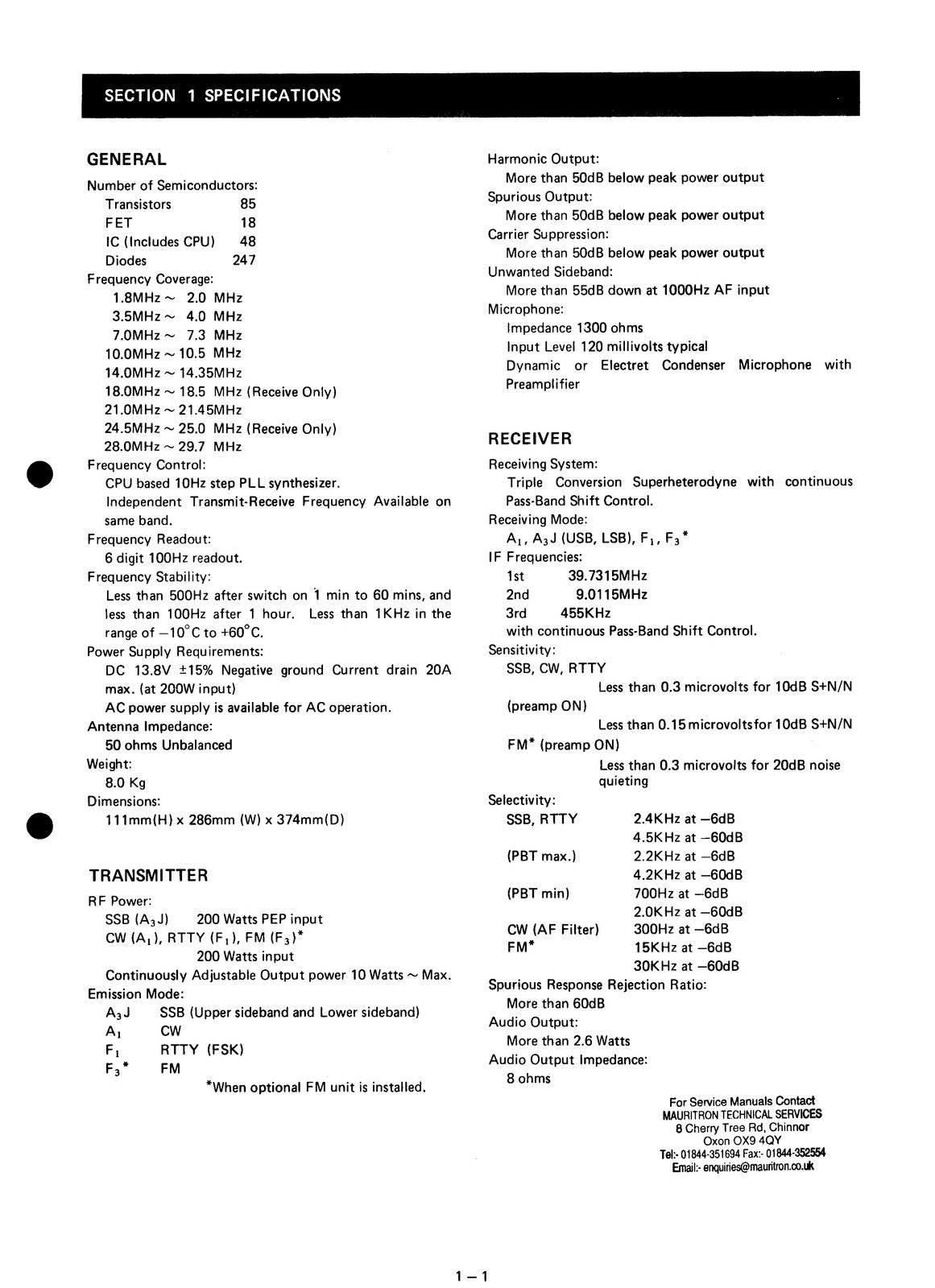 ICOM IC-740 HF Transceiver Instruction Manual - STEEL WIRE BOUND - TOUGH COVERS