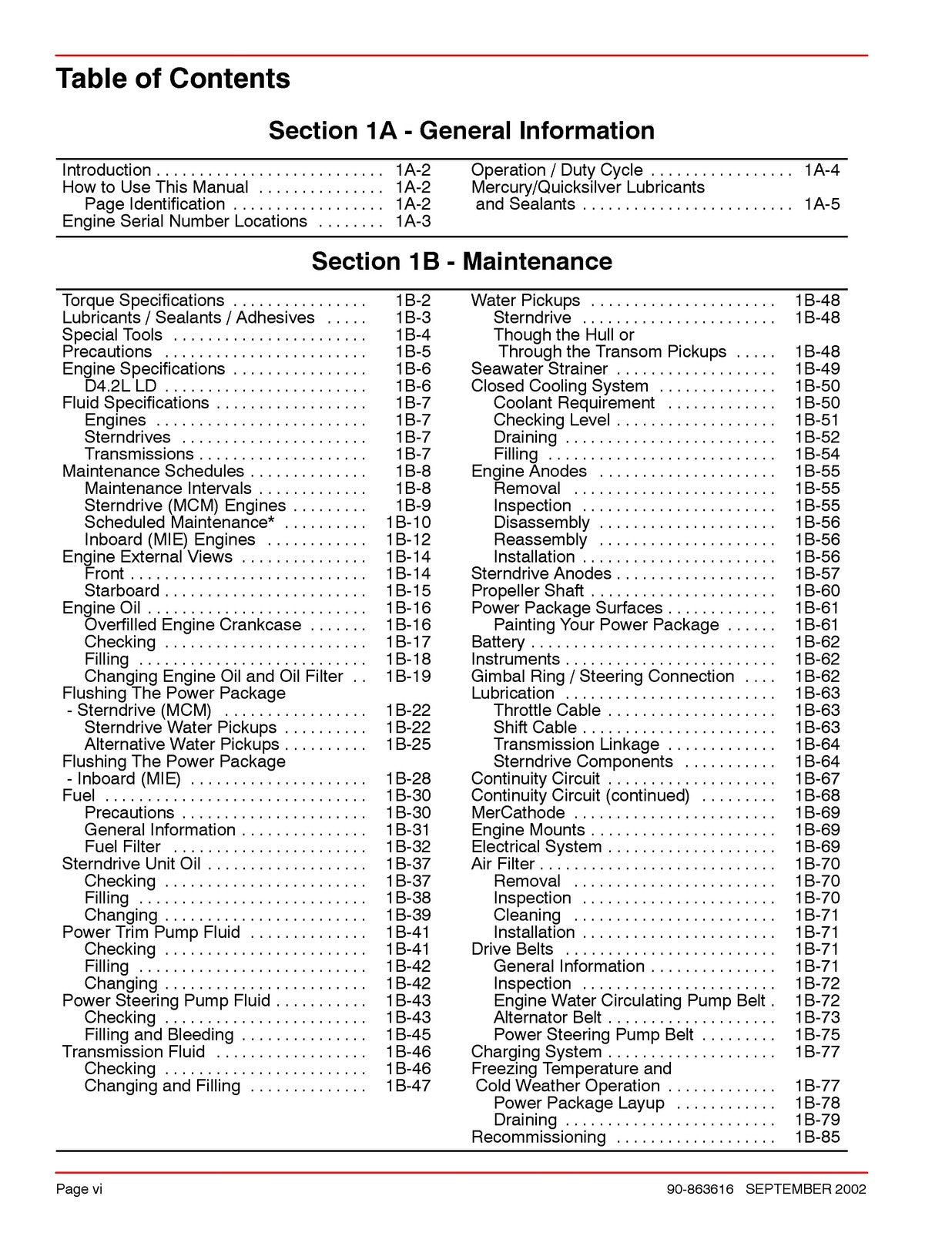 MERCURY MERCRUISER D42L Diesel Engine Service Manual 2002 - WIRE BOUND - COVERS