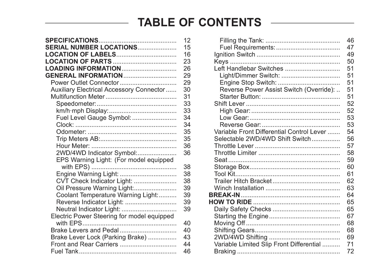 KAWASAKI Brute Force 750 4x4i Owners Manual 2013 - WIRE BOUND - TOUGH COVERS