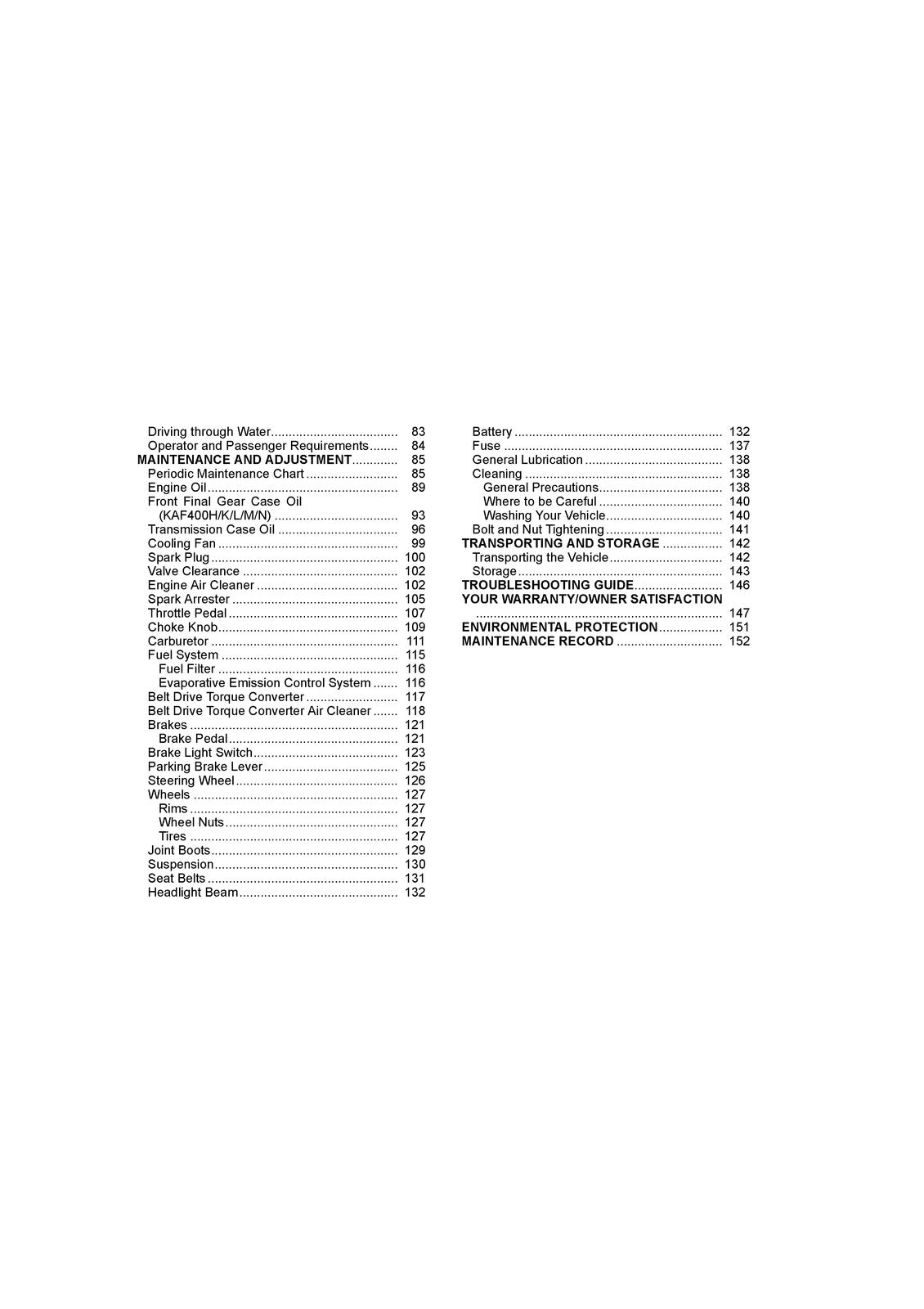 KAWASAKI Mule SX 4x4 Owners Manual 2018 - STEEL WIRE BOUND - PROTECTIVE COVERS