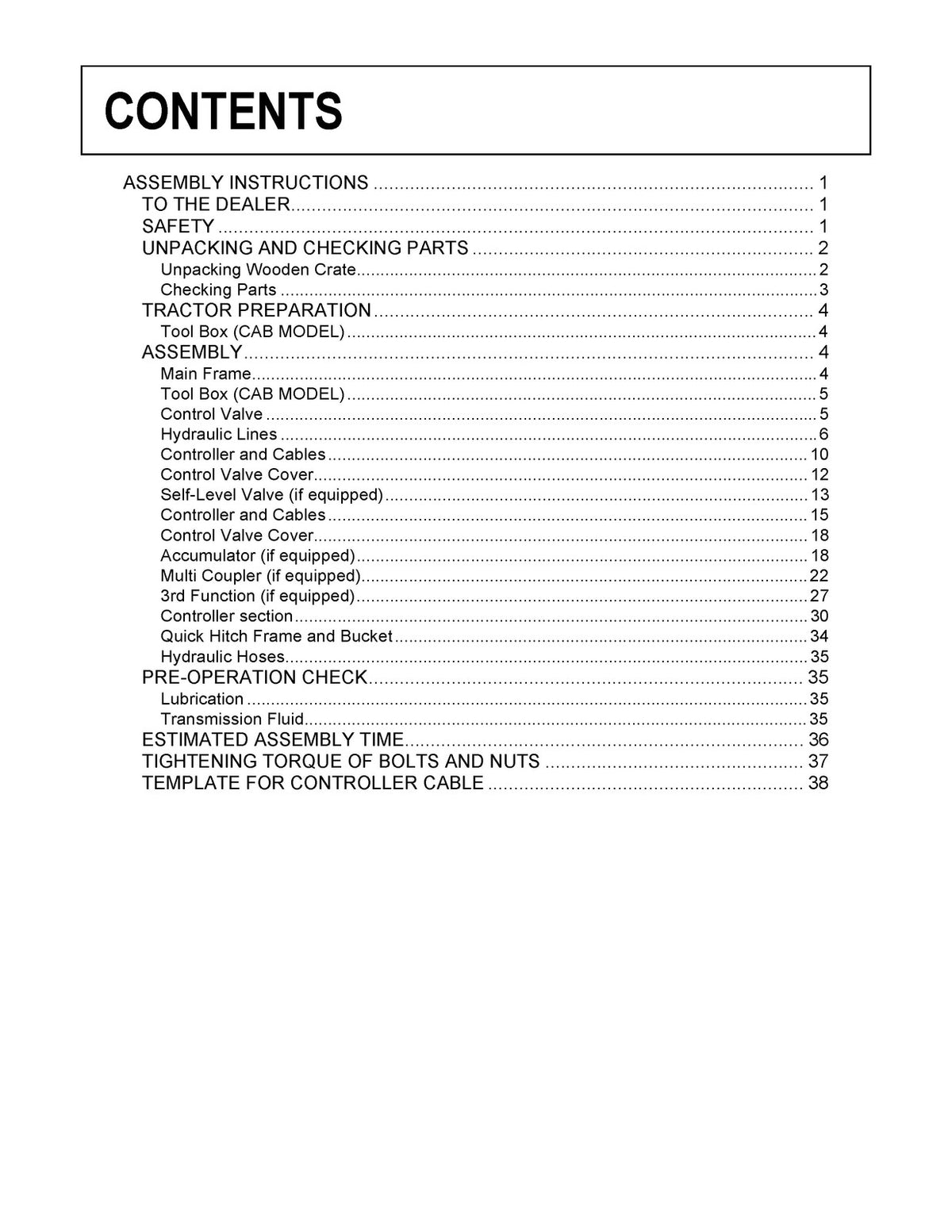 KUBOTA LA1153 Front Loader Operators & Assembly & Service Manual BUNDLE