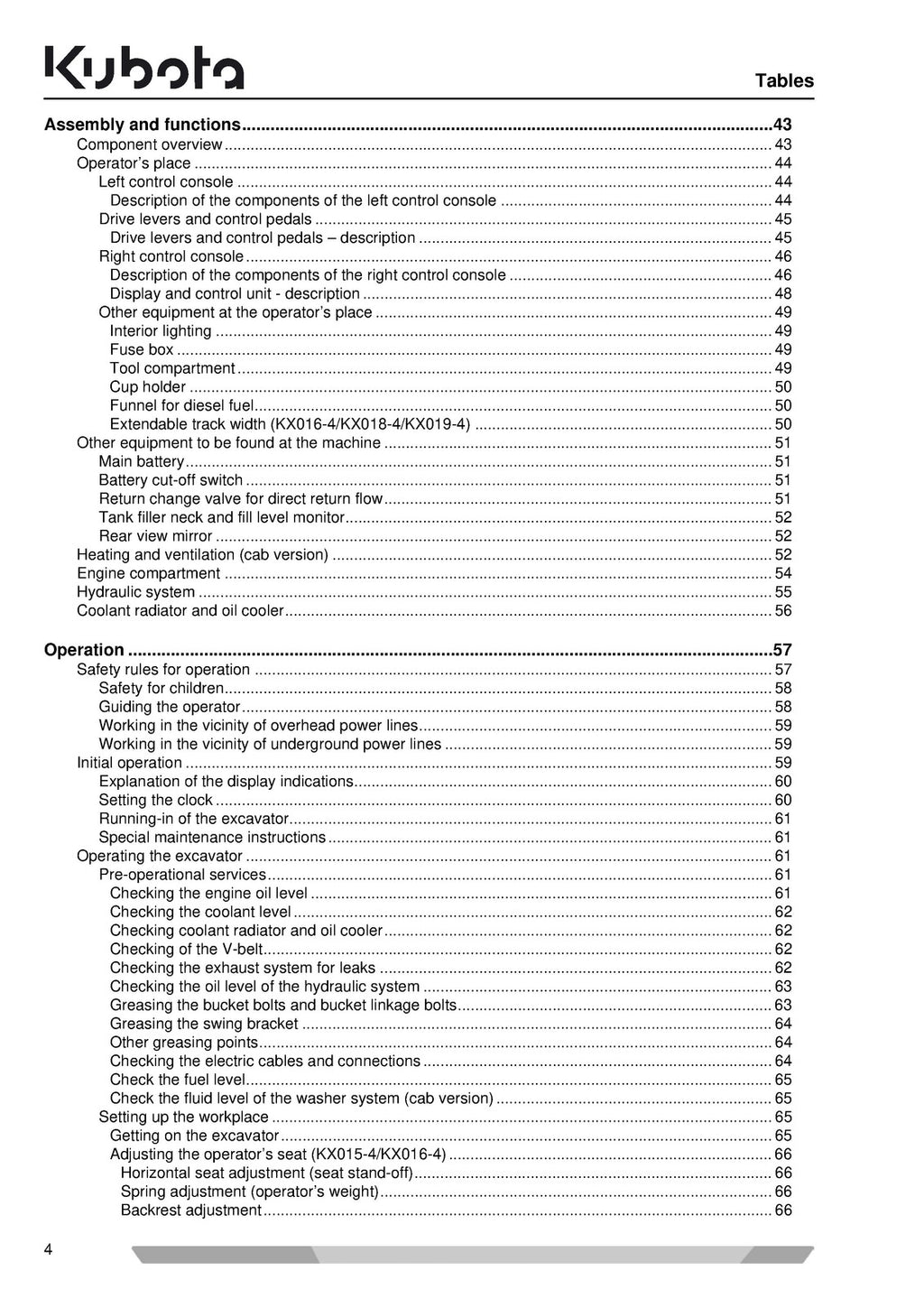 KUBOTA KX015-4 KX016-4 KX018-4 KX019-4 Excavator OPERATORS MANUAL - WIRE BOUND