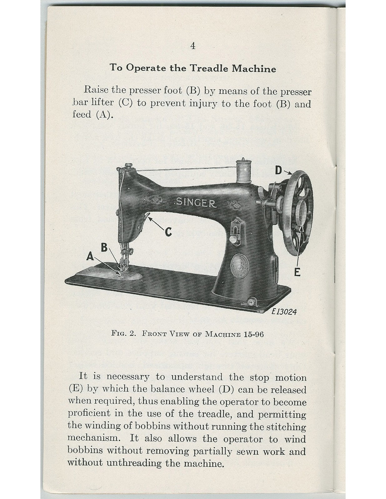 SINGER 15-96 15-98 Instructions For Using Manual 1938 - WIRE BOUND - COVERS