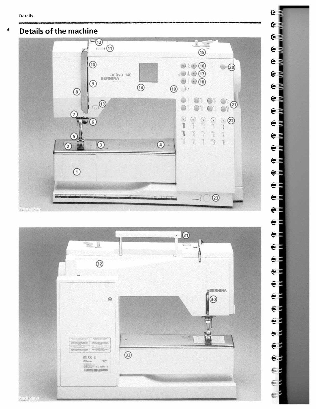 BERNINA Activa 130 140 Instruction Manual  Sewing Manual - WIRE BOUND - COVERS