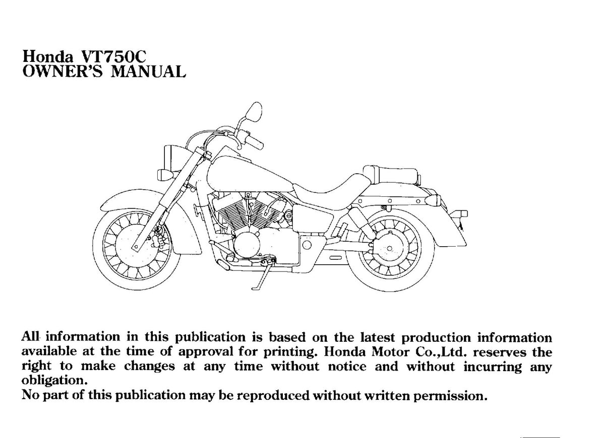 HONDA VT750C Owners Manual 2005 - BOUND - COVERS - XL FOLDOUT PAGES