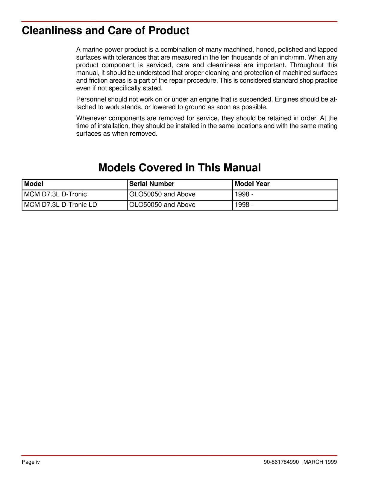 MERCURY MERCRUISER NO 27 SUPPLEMENT SERIAL OLO50050 UP SERVICE MANUAL - BOUND
