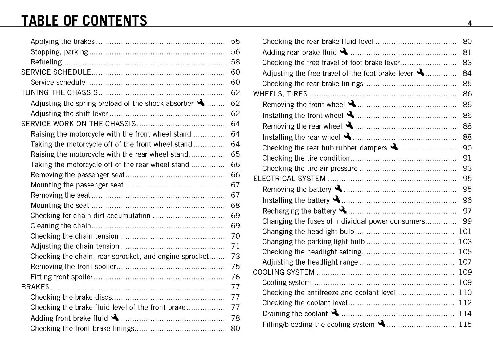KTM 125 Duke EU Owners Manual 2011 - STEEL WIRE BOUND - PROTECTIVE COVERS