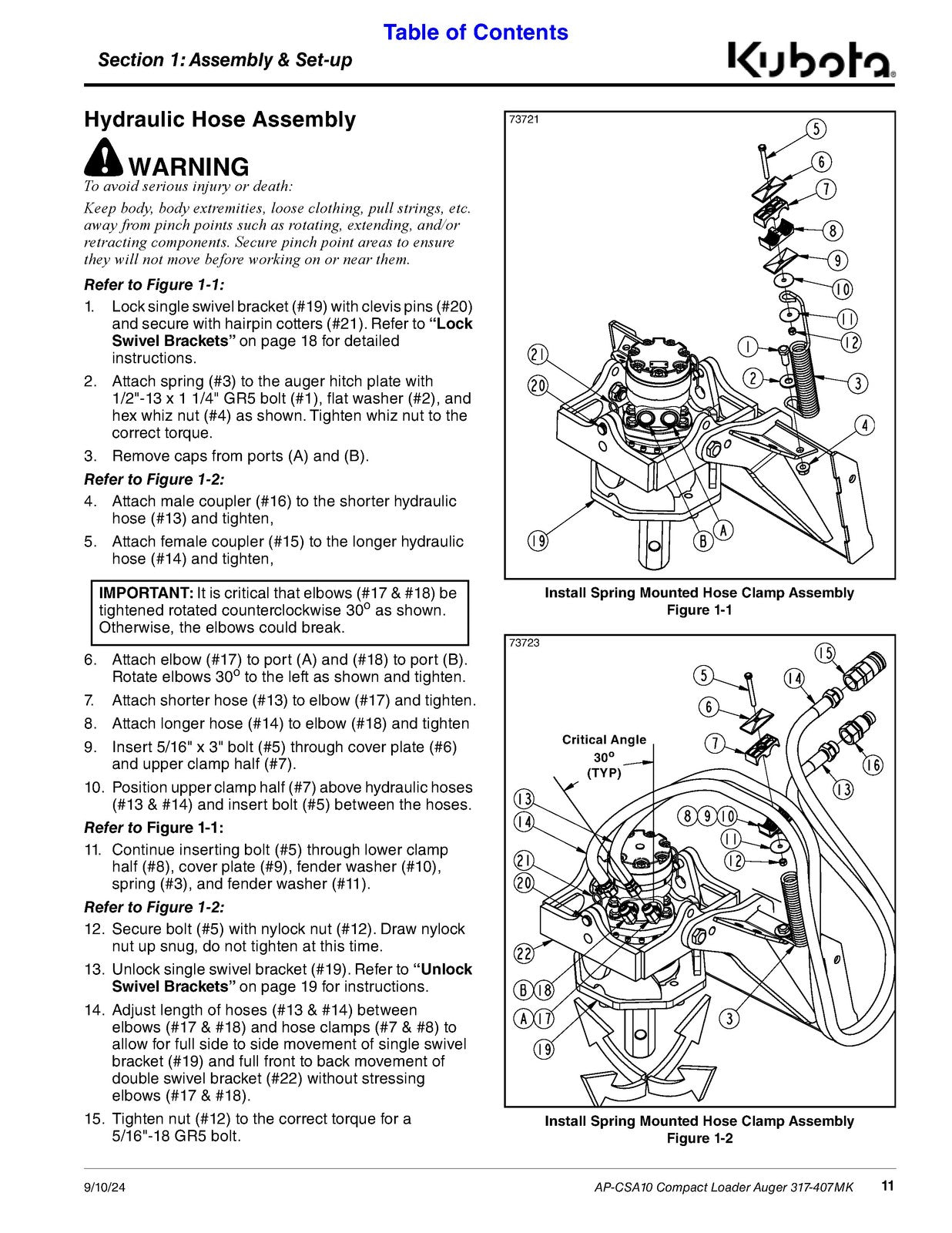LAND PRIDE CSA10 Series Compact Augers Operators Manual - WIRE BOUND - COVERS