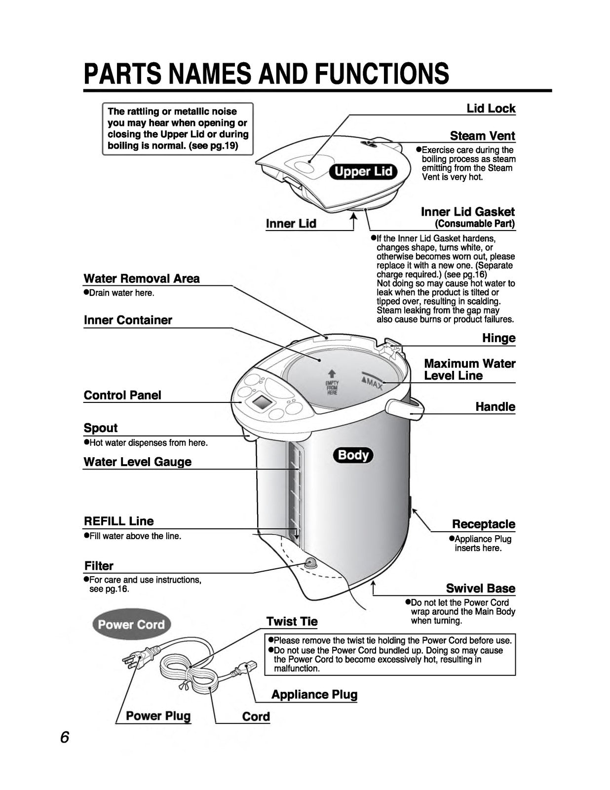 ZOJIRUSHI CD-WHC40 Micom Water Boiler  Operating Instructions Manual - BOUND