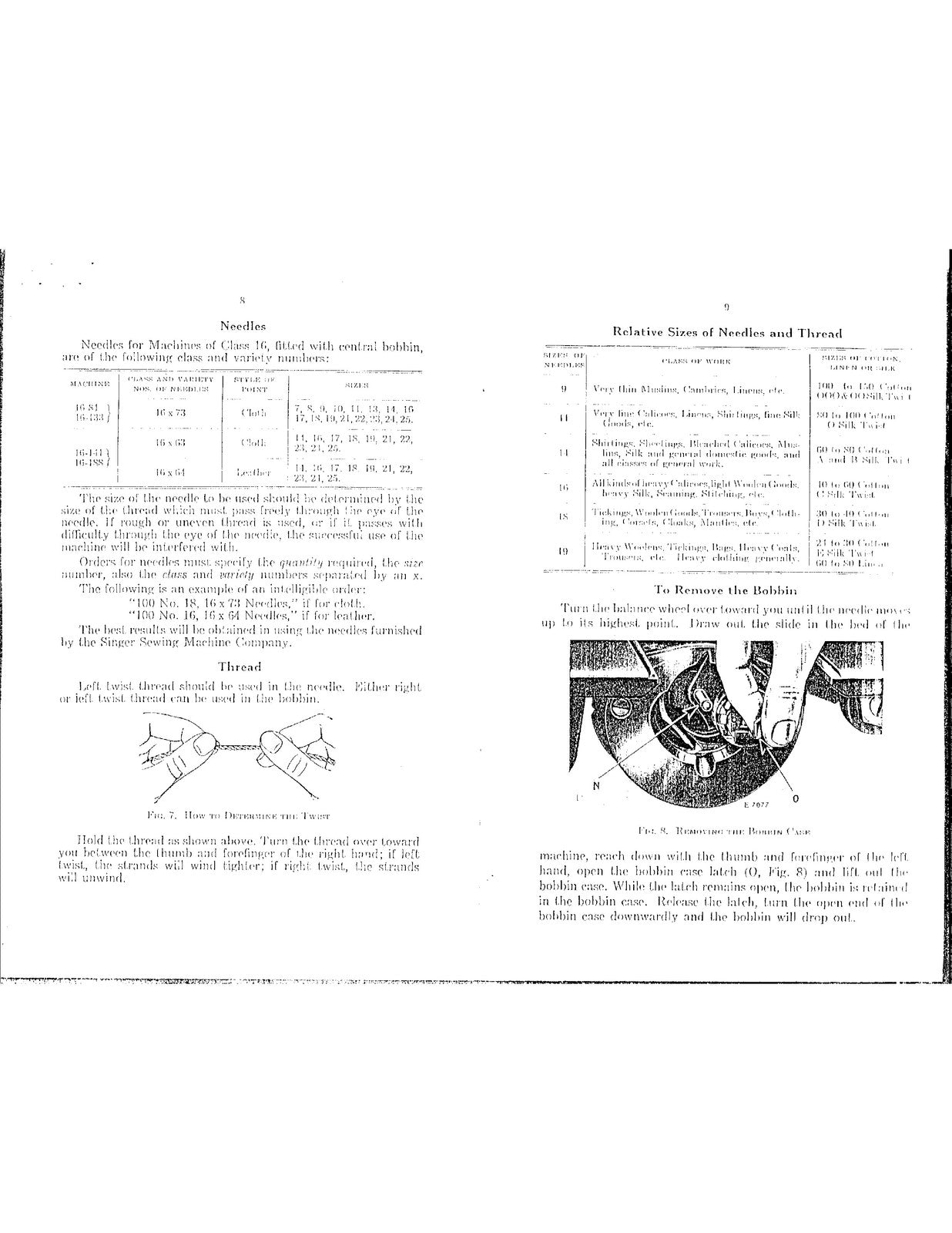 SINGER Class 16 16-81 16-133 16-141 16-188 Instructions Manual 1927 - WIRE BOUND