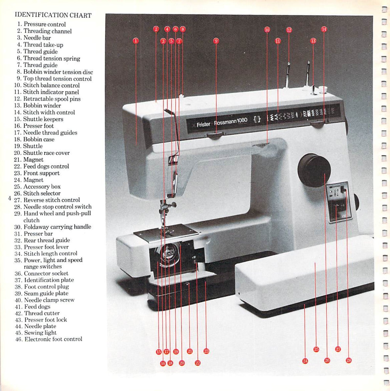 FRISTER ROSSMANN 1080 Sewing Machine Instruction Manual - WIRE BOUND - COVERS