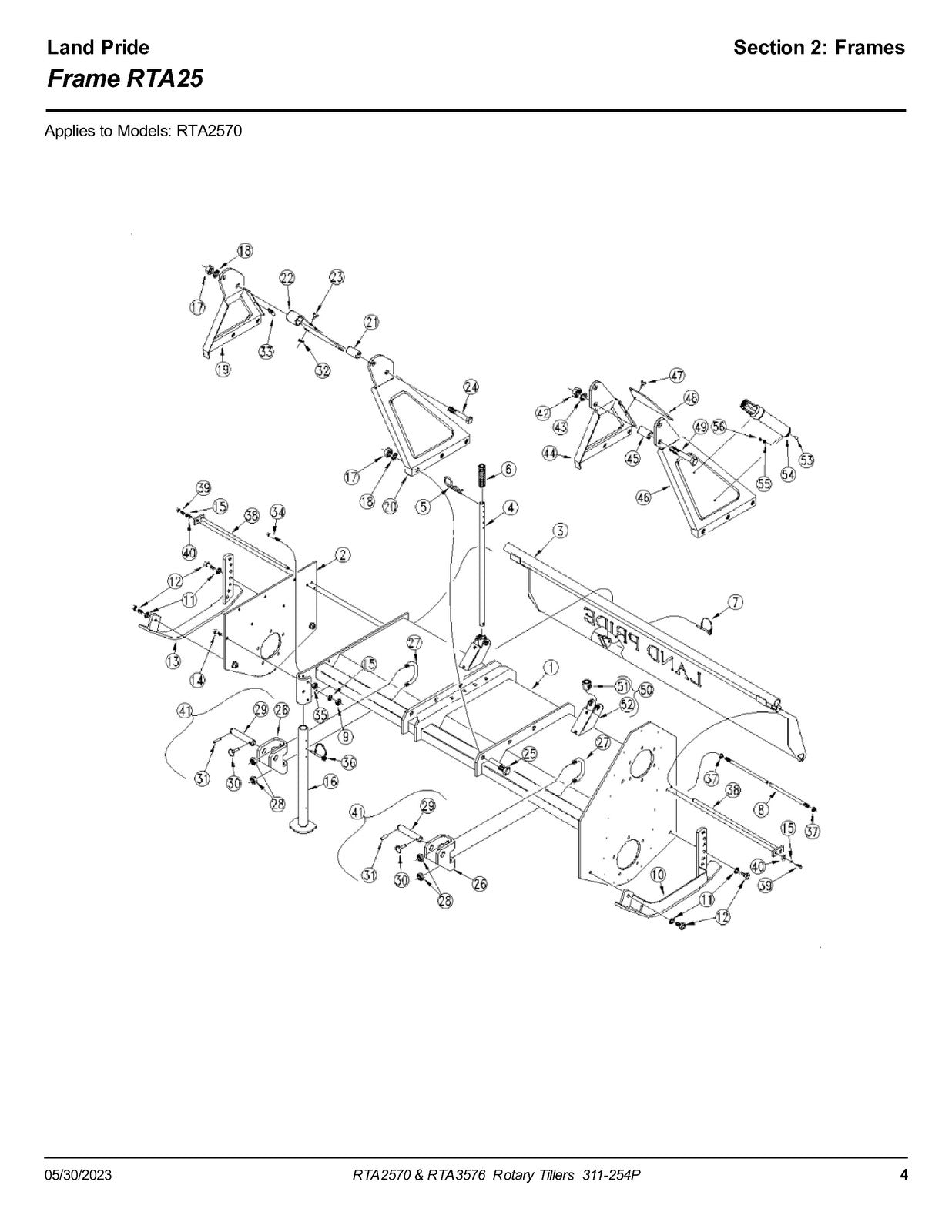 LAND PRIDE RTA2570 Forward Rotation Rotary Tillers Parts Manual 2023 - BOUND