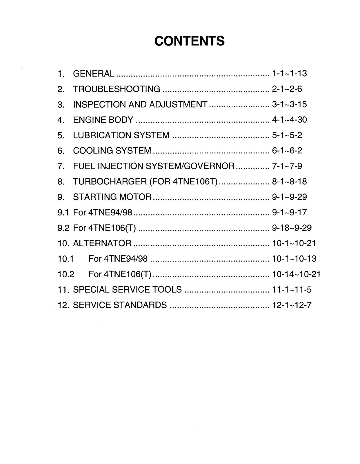 KOMATSU 4D98E 4D106 S4D106 SERIES DIESEL ENGINE SHOP MANUAL, FOLDOUTS