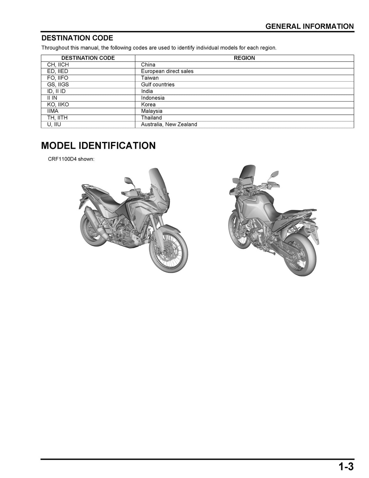 HONDA CRF1100A AL A2 AL2 A4 AL4 D DL D2 DL2 D4 DL4 Shop Manual, FOLDOUTS