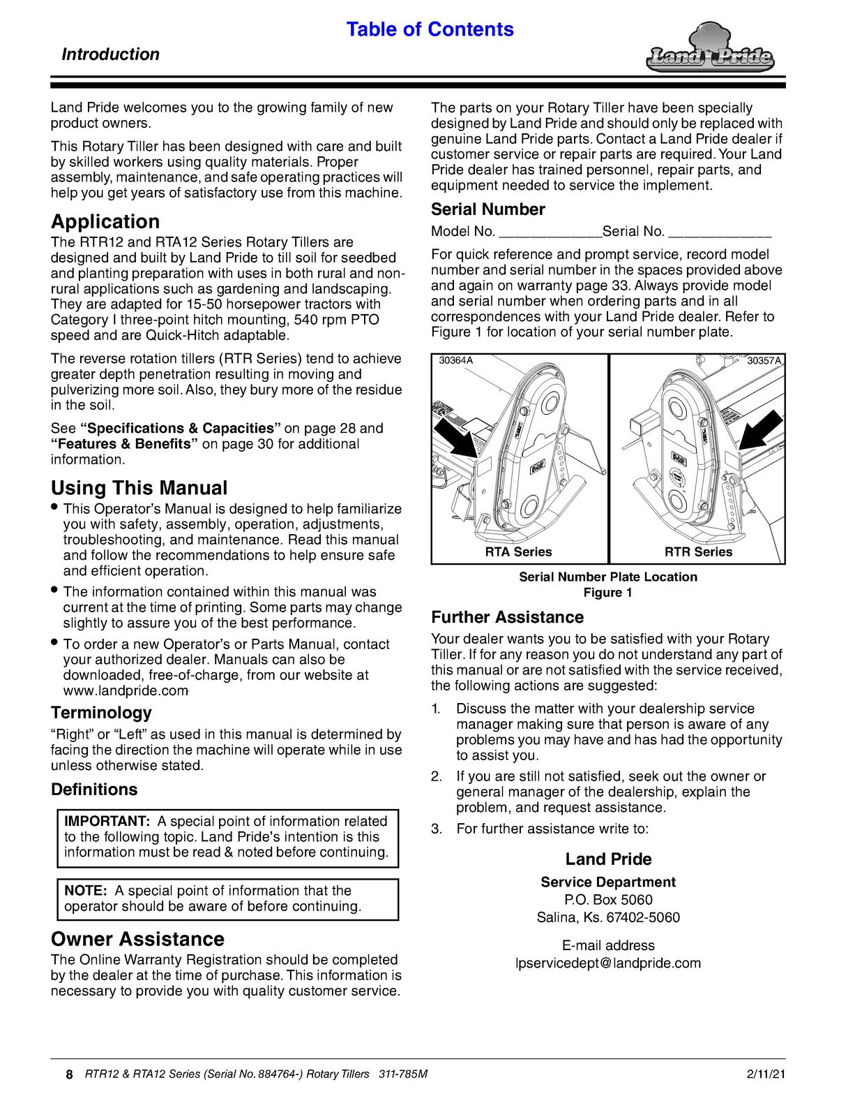 LAND PRIDE RTA12 Series Forward Rotation Rotary Operators Manual 2017 - BOUND