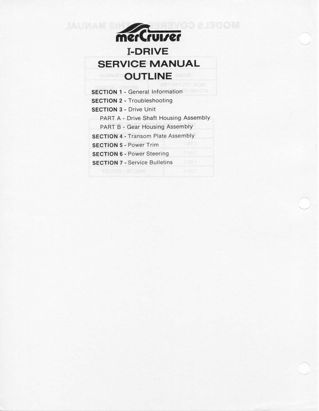 MERCURY MERCRUISER MCM 120 140 165 470 485 898 228 260 Service Manual 1986