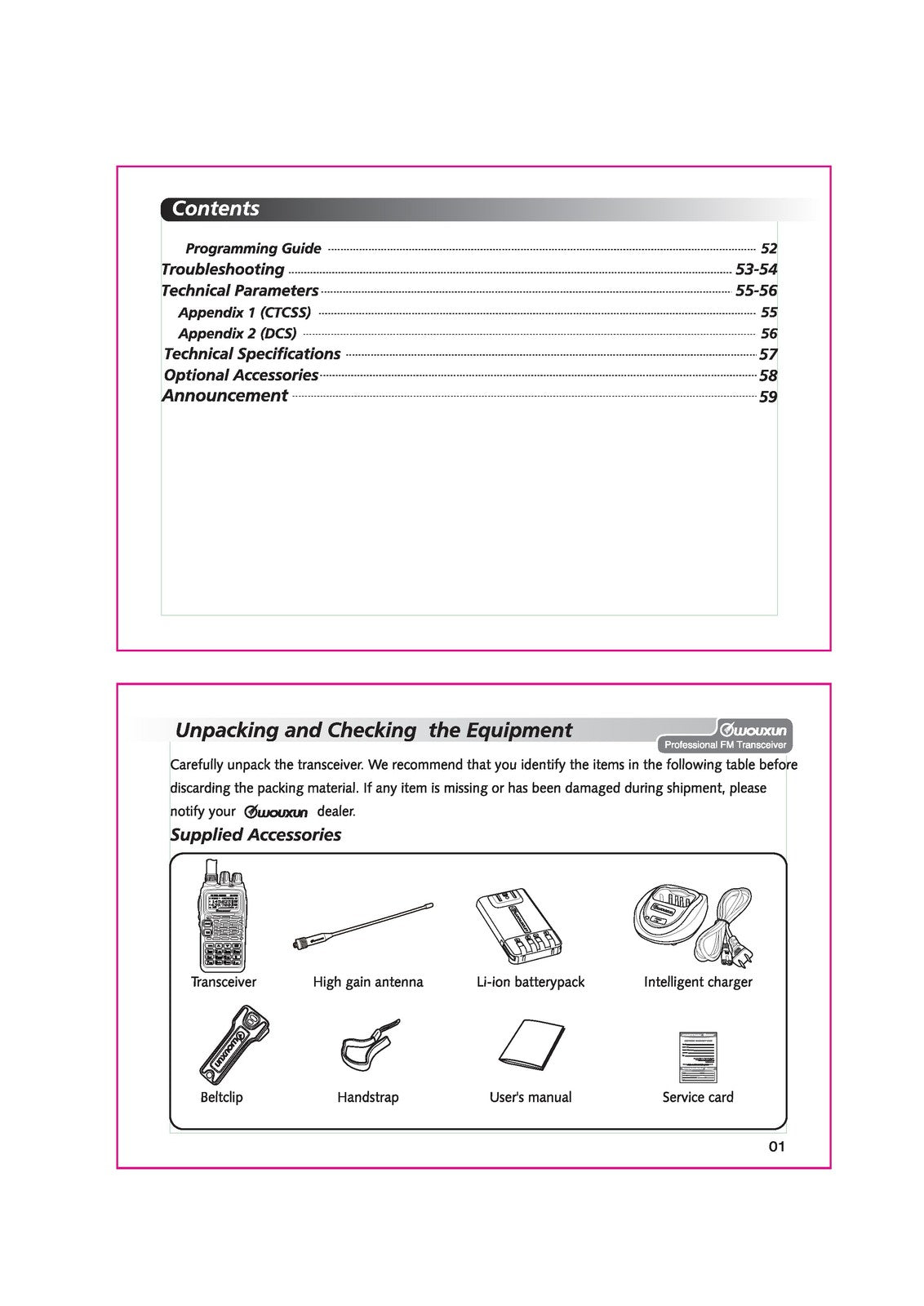 WOUXUN KG-UV899 Portable Two-Way Radio Operating Manual - WIRE BOUND - COVERS