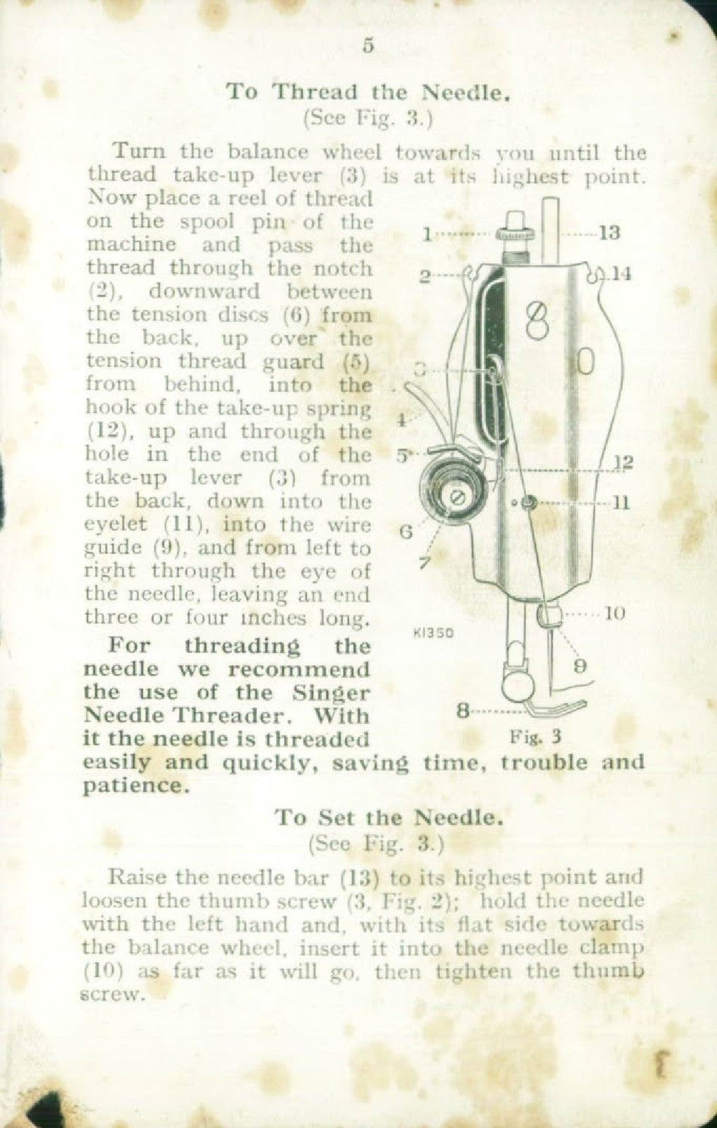 SINGER 15 Central Bobbin Instructions Manual - STEEL WIRE BOUND - TOUGH COVERS