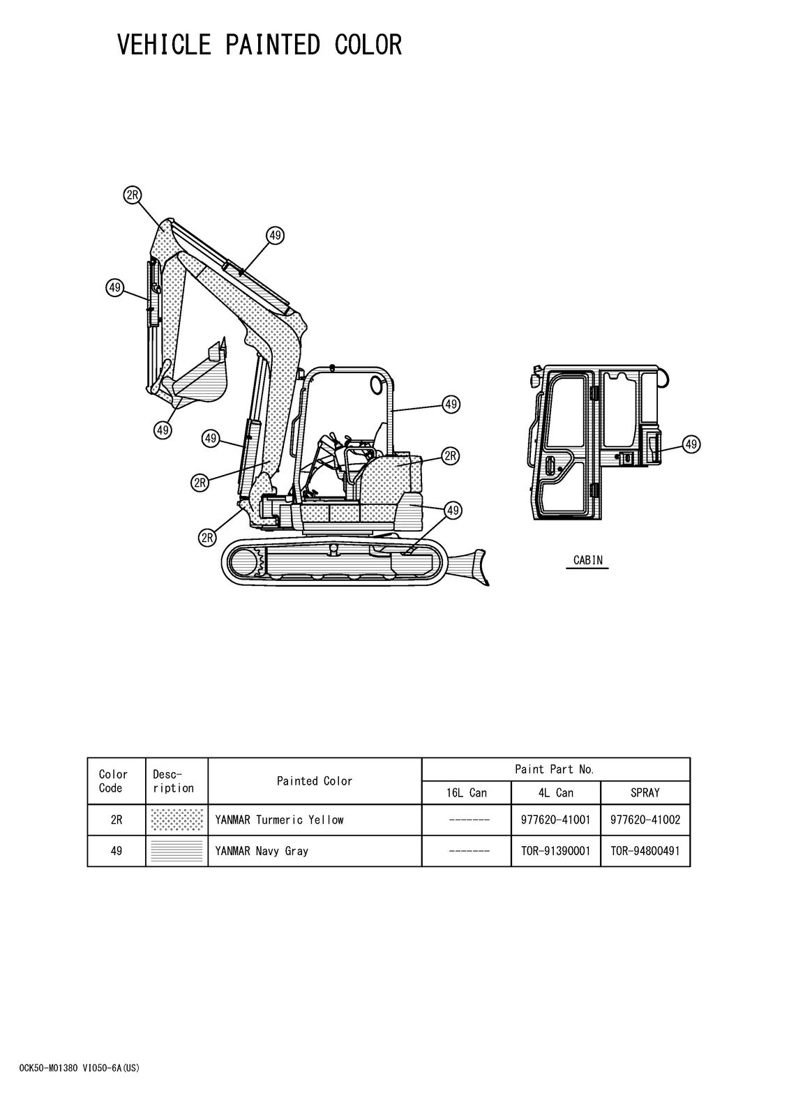 YANMAR ViO50-6A Excavator Parts Catalog Manual 2017 - WIRE BOUND - TOUGH COVERS