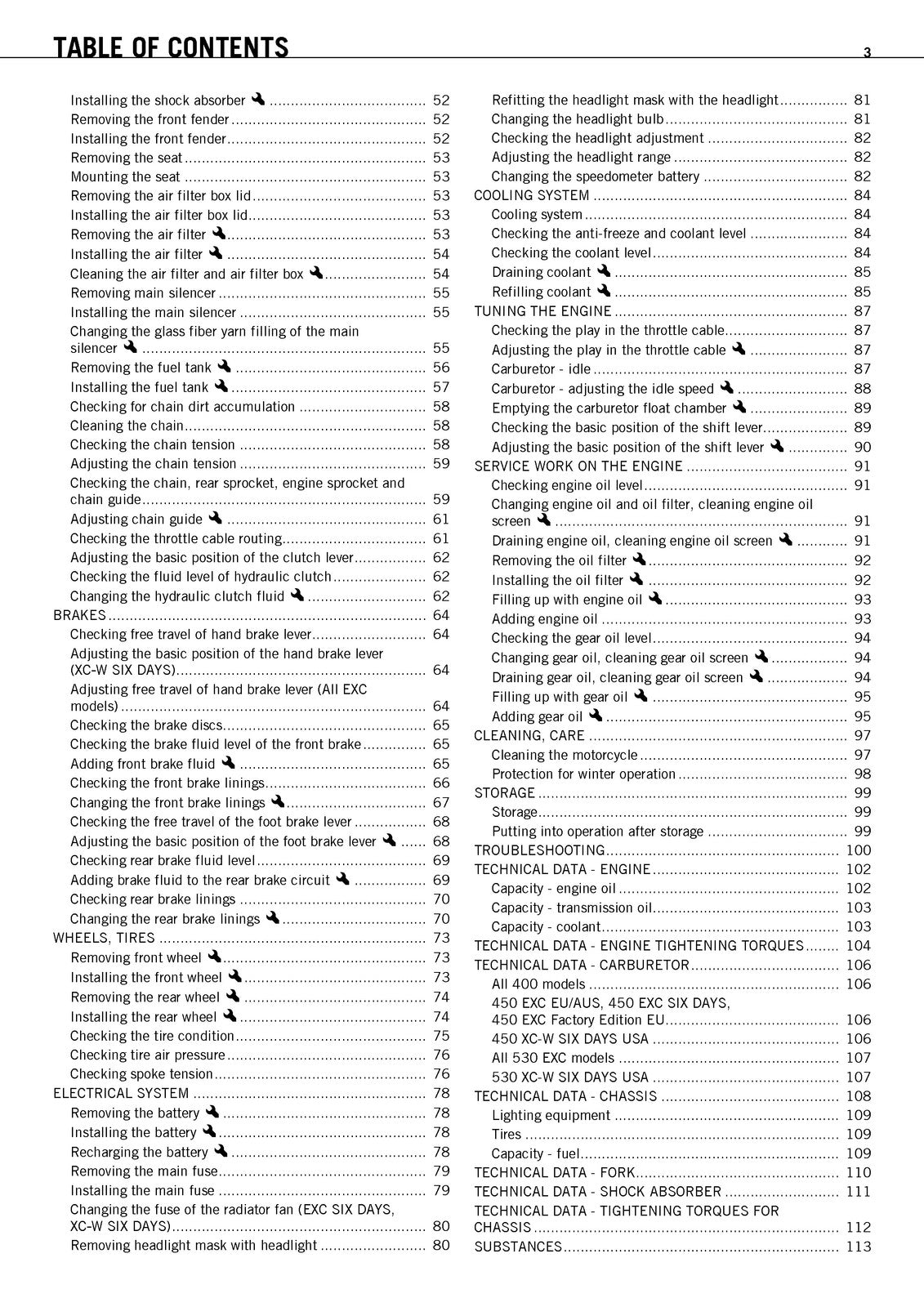 KTM 400 450 530 EXC XC-W Motorcycle Owners Manual 2011 - WIRE BOUND - COVERS
