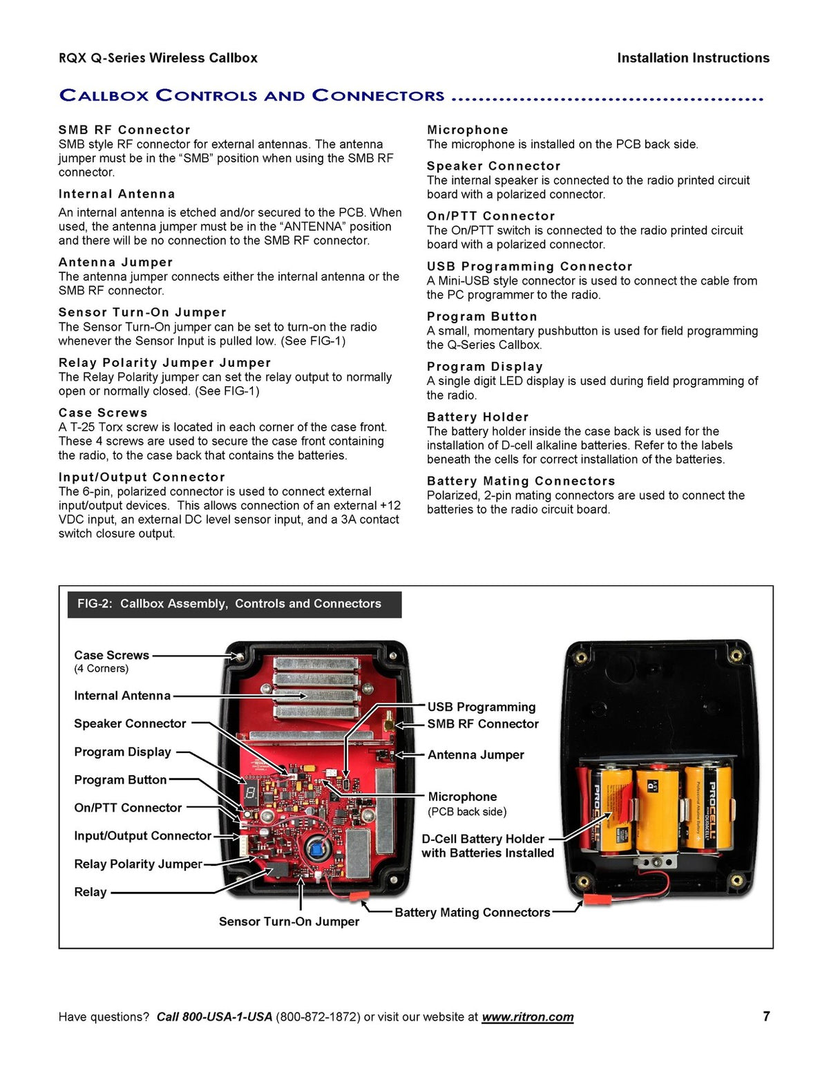 RITRON RQX Q-Series Wireless Callbox Owners Manual 2015 - WIRE BOUND - COVERS