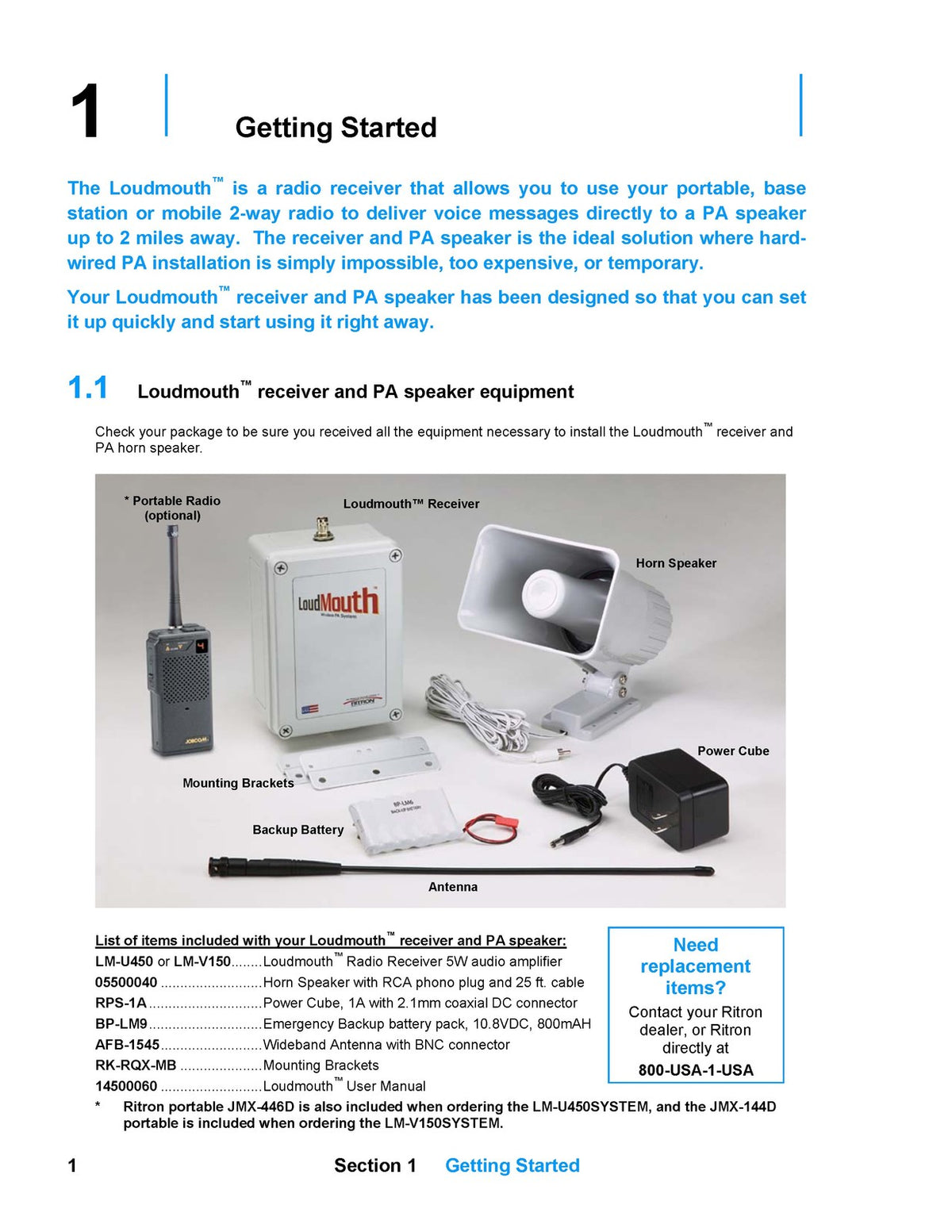 RITRON Loudmouth LM-U450 LM-V150 Wireless PA System Owners Manual 2008 - BOUND