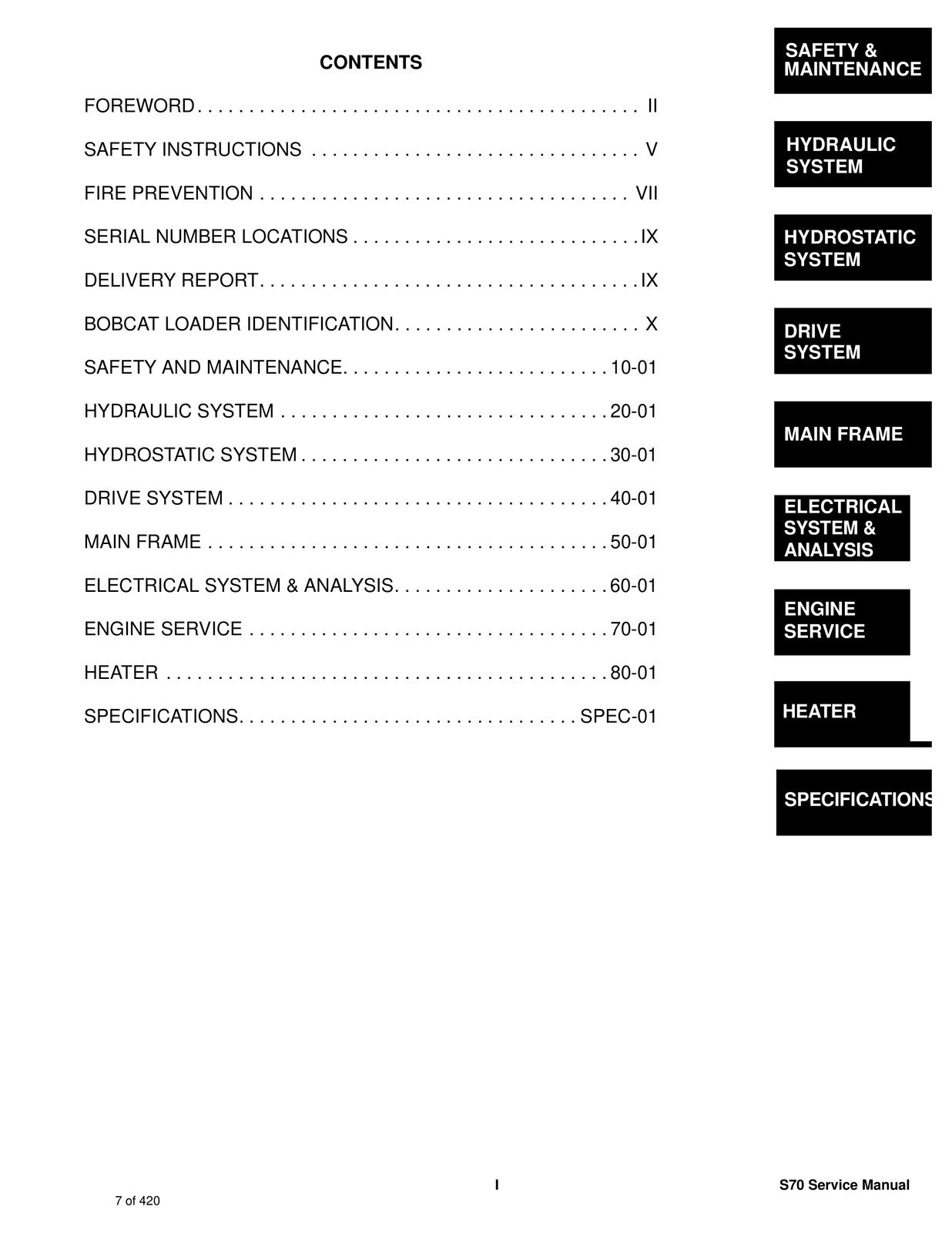 BOBCAT S79 Skid-Steer Loader SN A3W711001 and Up Service Manual, FOLDOUT PAGES
