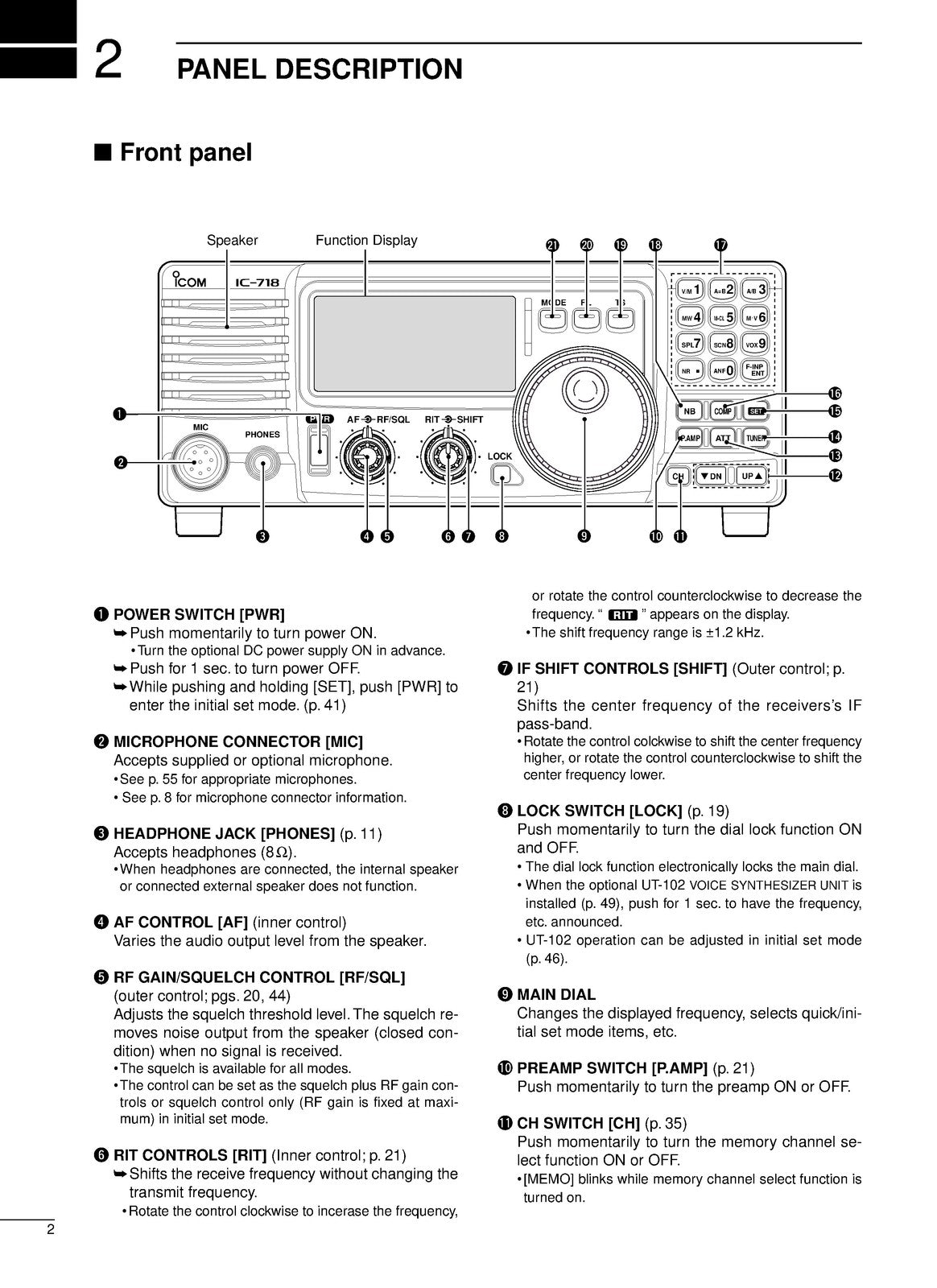 ICOM IC-718 HF All Band Transceiver Instruction Manual - WIRE BOUND - COVERS