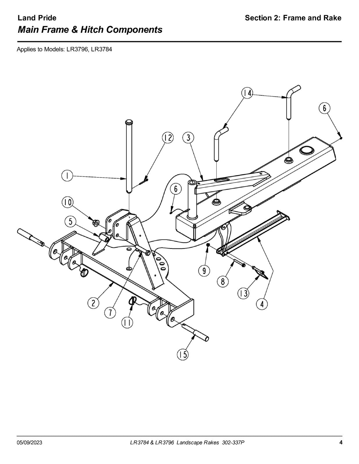 LAND PRIDE LR37 Series Landscape Rakes Parts Manual 2023 - WIRE BOUND - COVERS