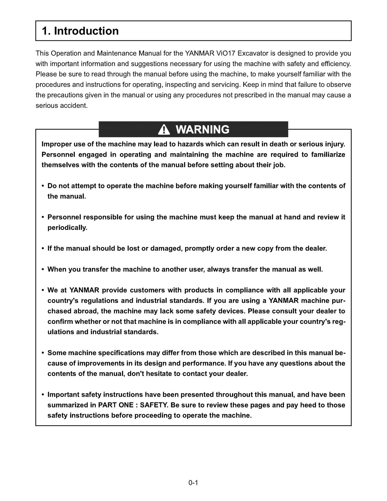 YANMAR ViO17 Excavator Operation and Maintenance Manual 2007 - WIRE BOUND