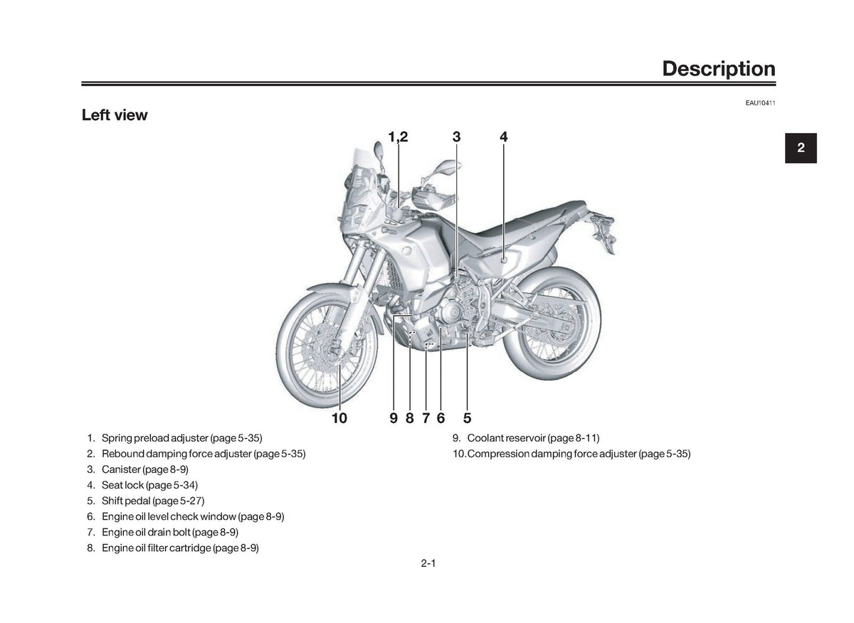 YAMAHA Tenere 700 World Raid Motorcycle Owners Manual 2026 - WIRE BOUND - COVERS