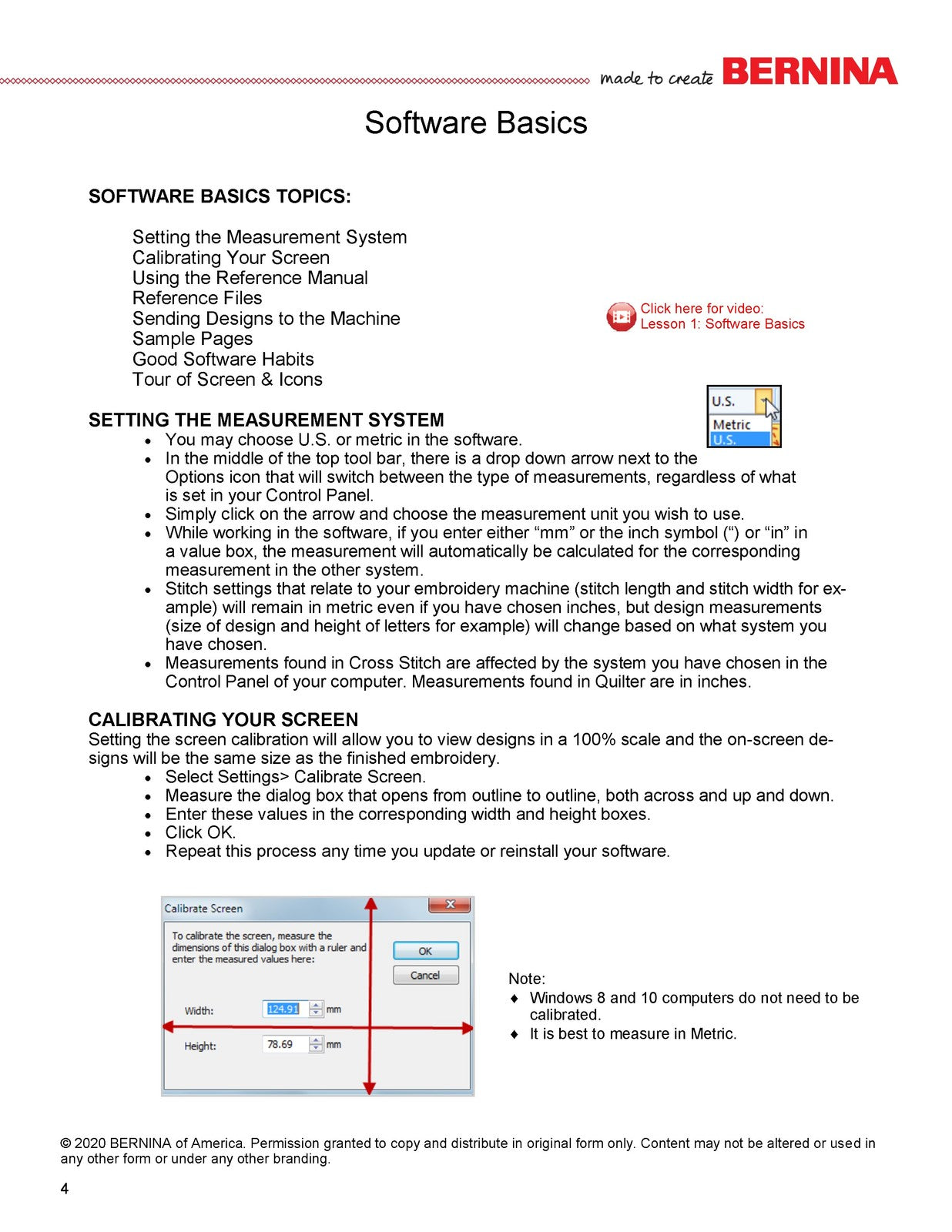 BERNINA 82 Embroidery Software Basic Features Workbook Manual 2020 - WIRE BOUND