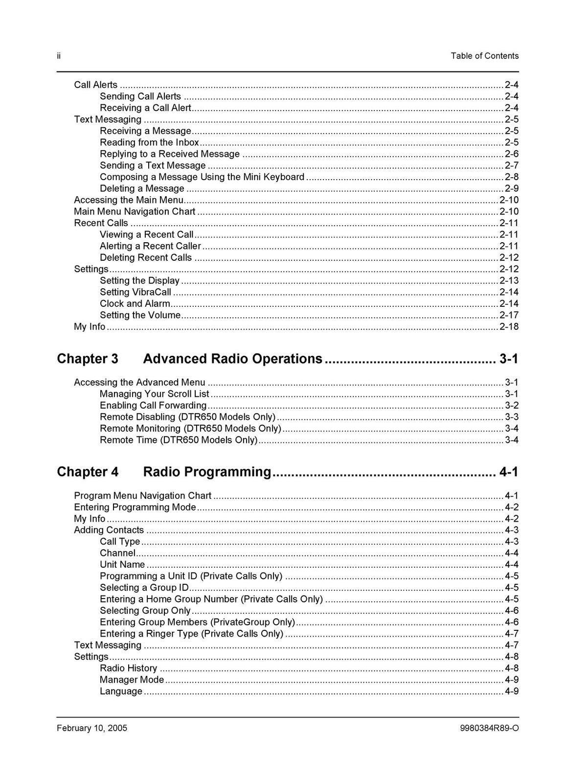 MOTOROLA DTR Series DTR550 DTR650 Two-Way Radio User Guide 2005 - WIRE BOUND