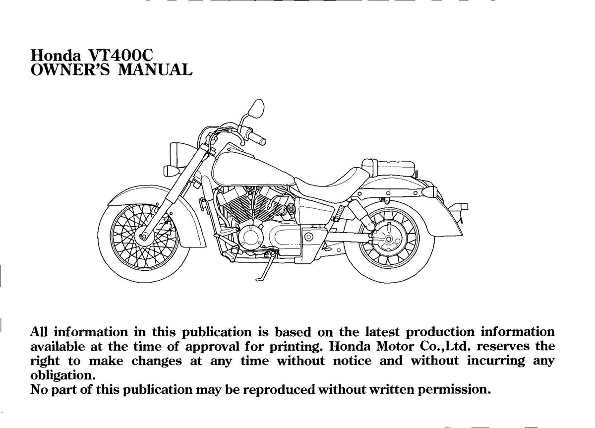 HONDA VT400C Owners Manual 2008 - STEEL WIRE BOUND - PROTECTIVE COVERS