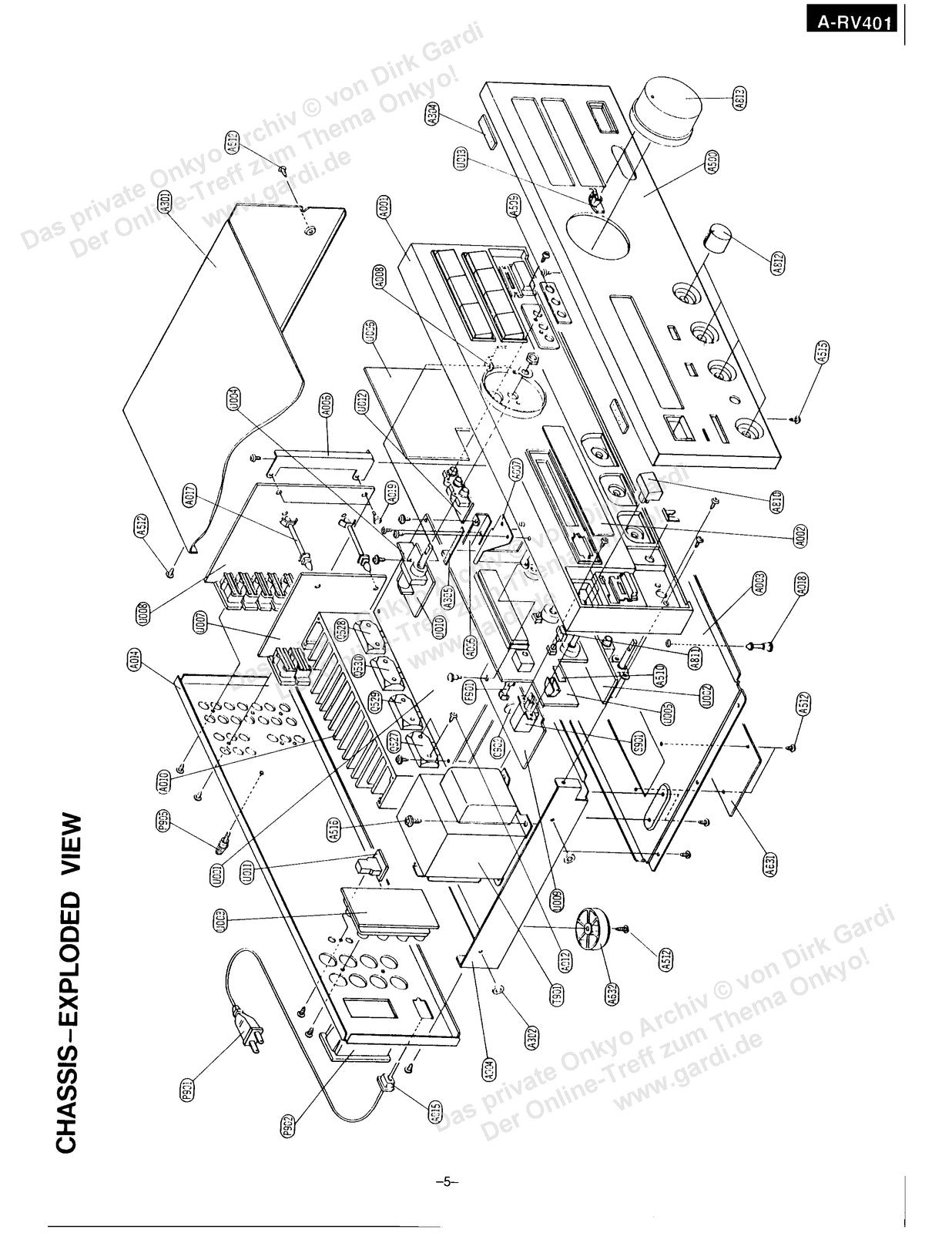 ONKYO A-8840 A-RV401 Service Manual - STEEL WIRE BOUND - PROTECTIVE COVERS