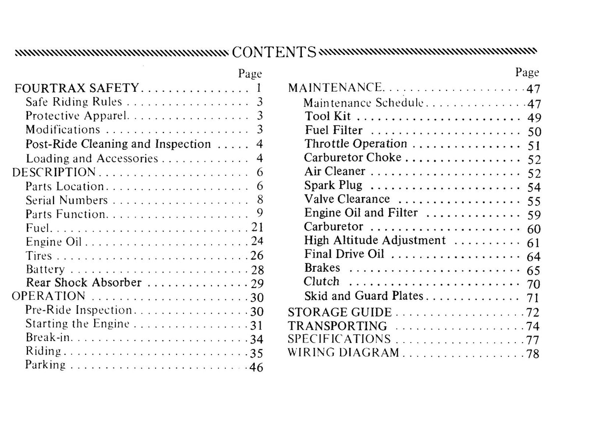 HONDA TRX350 Fourtrax Foreman Operators & Service Manual BUNDLE - WIRE BOUND