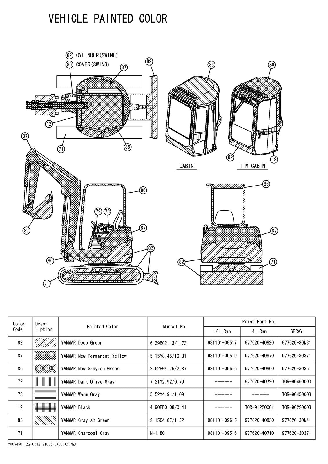 YANMAR ViO35-3 Excavator Parts Catalog Manual 2015 - WIRE BOUND - TOUGH COVERS