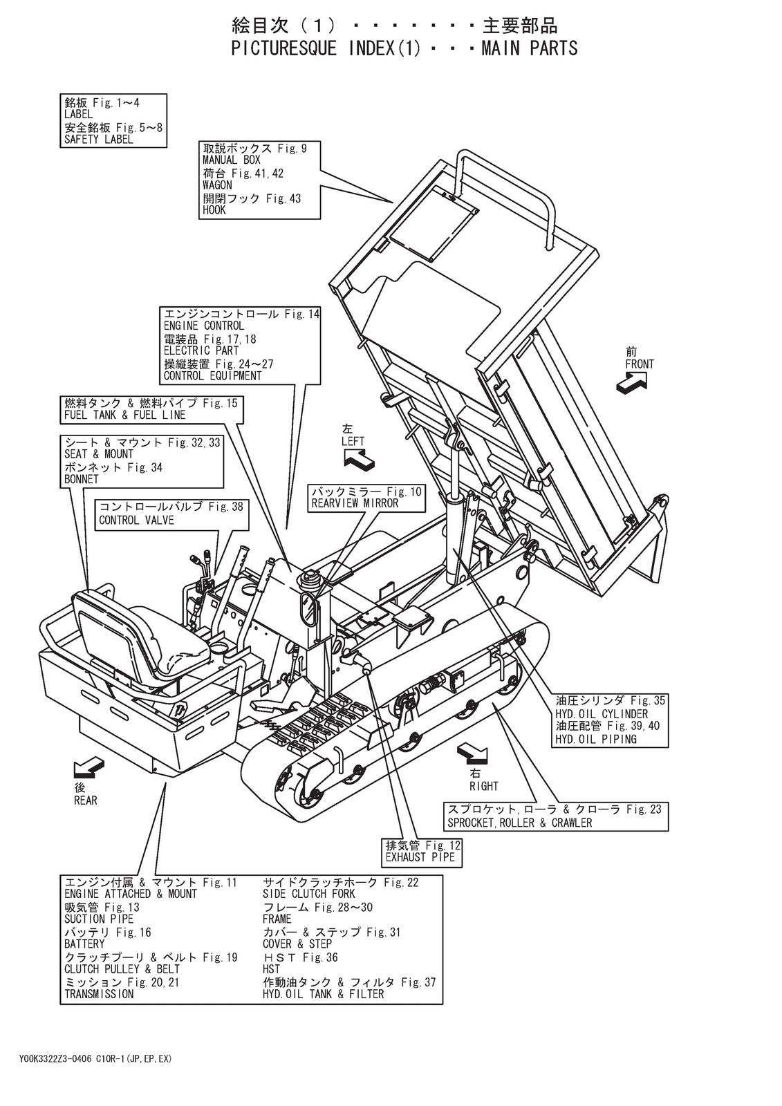 YANMAR C10R-1 Crawler Carrier Parts Catalog Manual 2010 - WIRE BOUND - COVERS