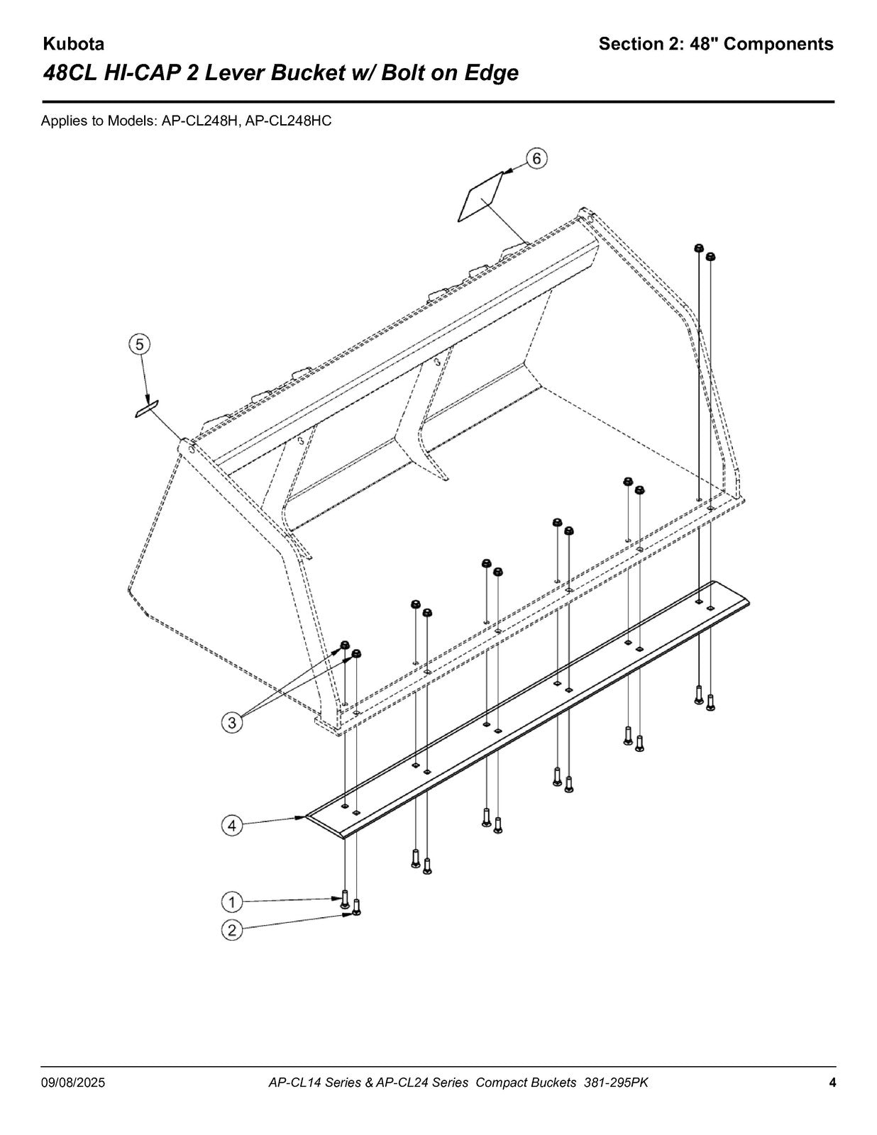 LAND PRIDE CL Series Compact Buckets Parts Manual 2025 - WIRE BOUND - COVERS