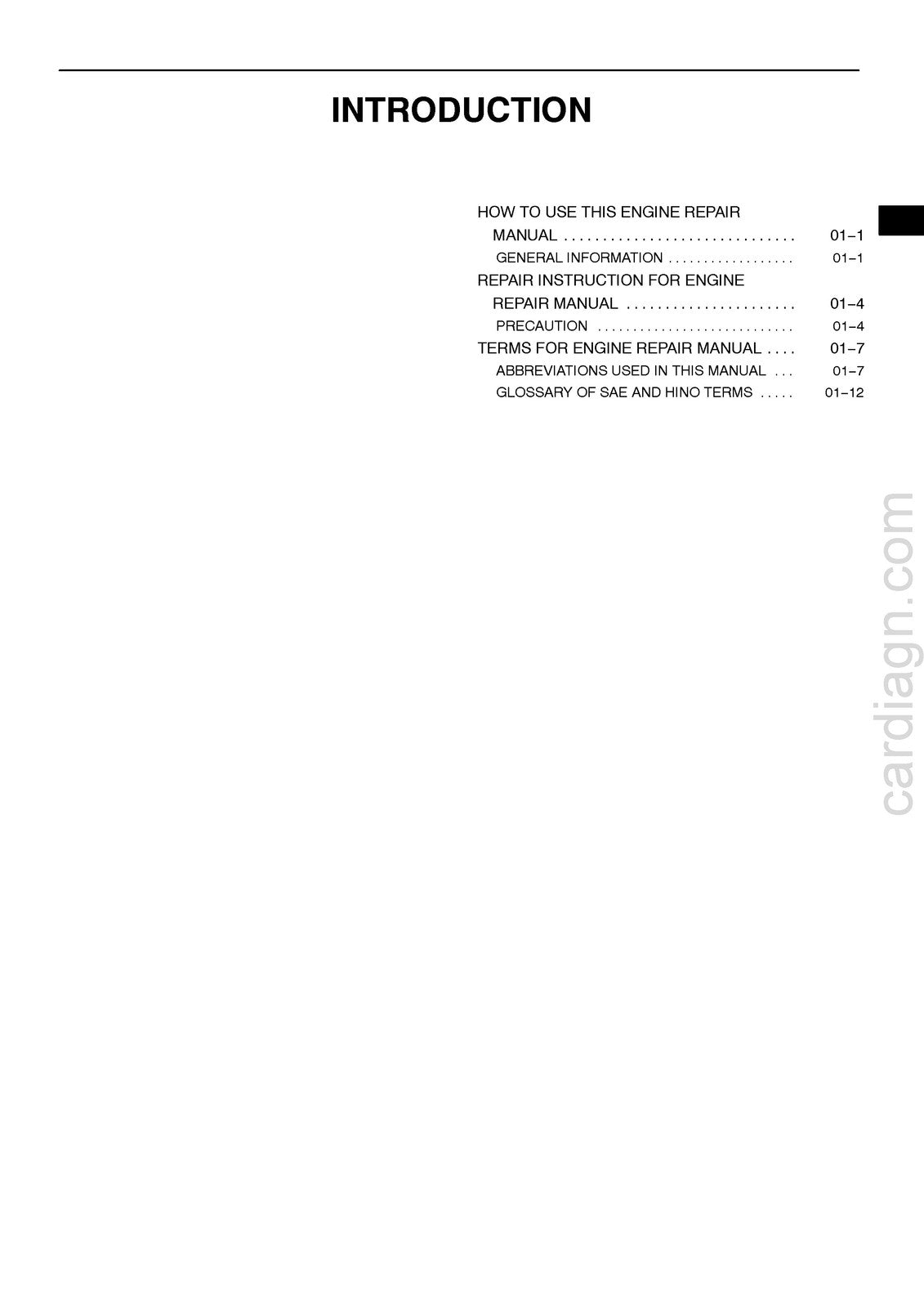 HINO S05C-B S05C-TA S05C-TB Engine Workshop Manual 2002 - WIRE BOUND - COVERS