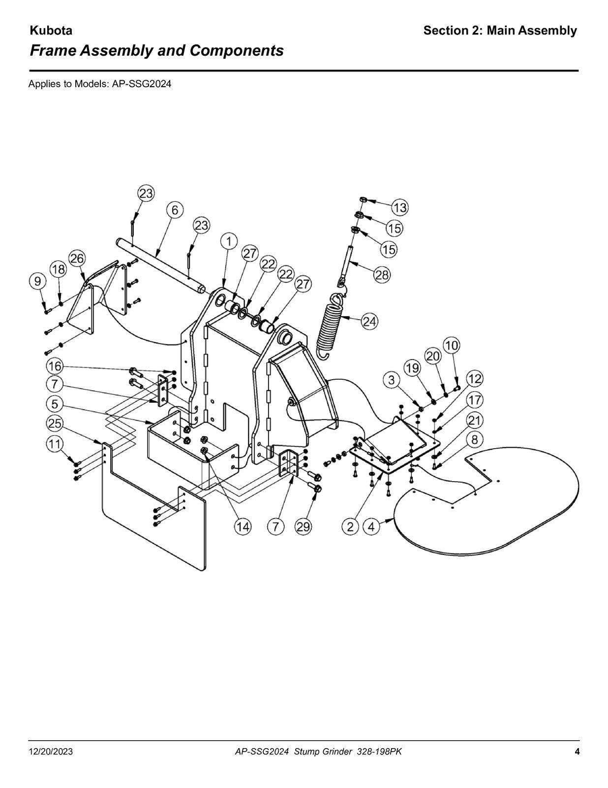 LAND PRIDE SSG20 Series Stump Grinder Parts Manual 2023 - WIRE BOUND - COVERS