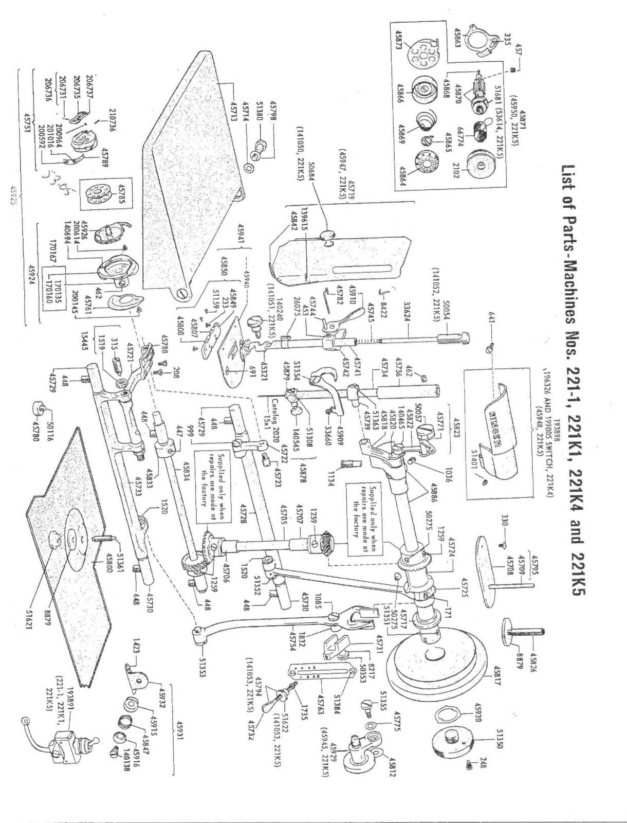 SINGER 221 Sewing Machine SERVICE MANUAL (NOT Instruction Manual) BOUND & COVERS