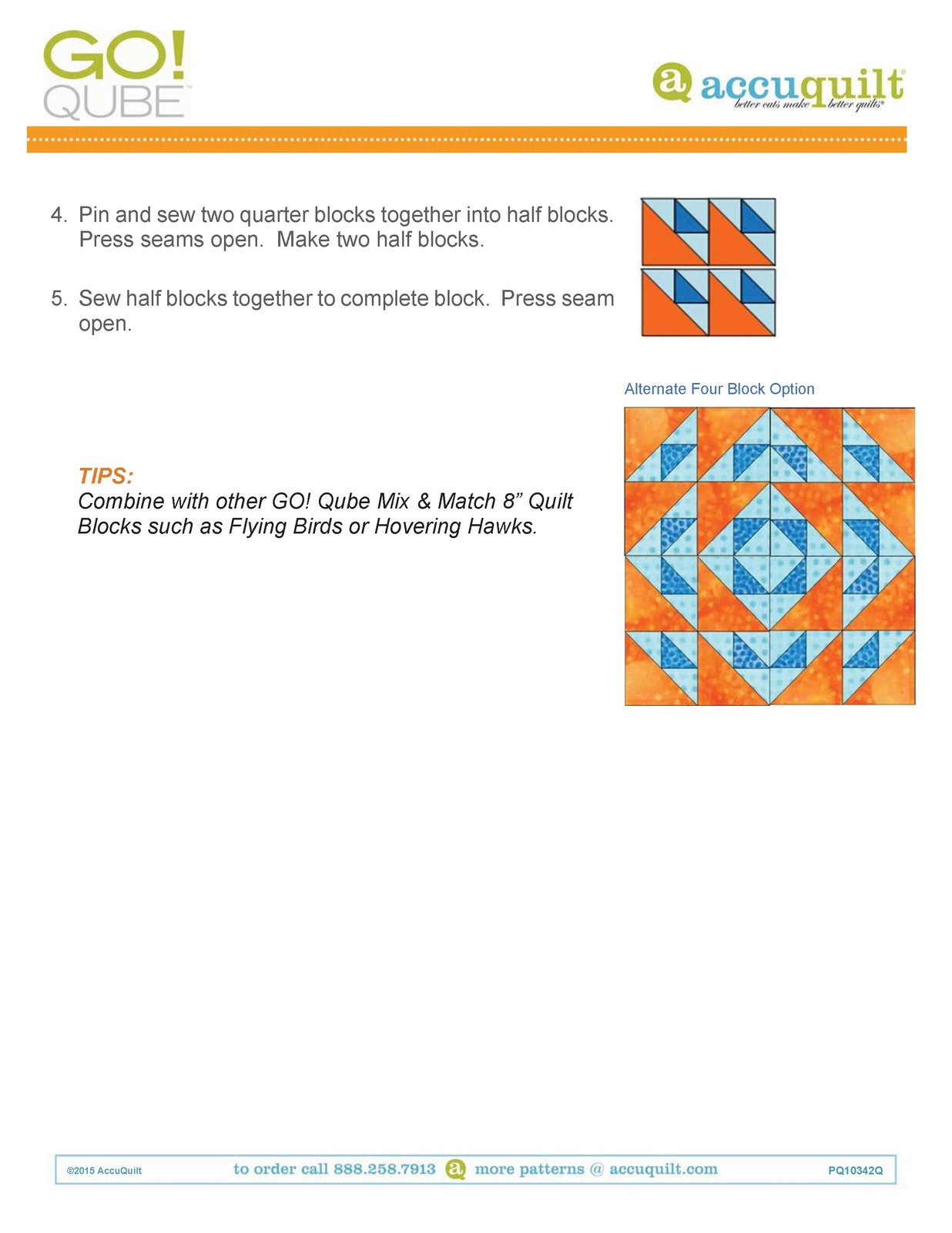ACCUQUILT GO QUBE 8" Block Patterns Manual - WIRE BOUND - TOUGH COVERS