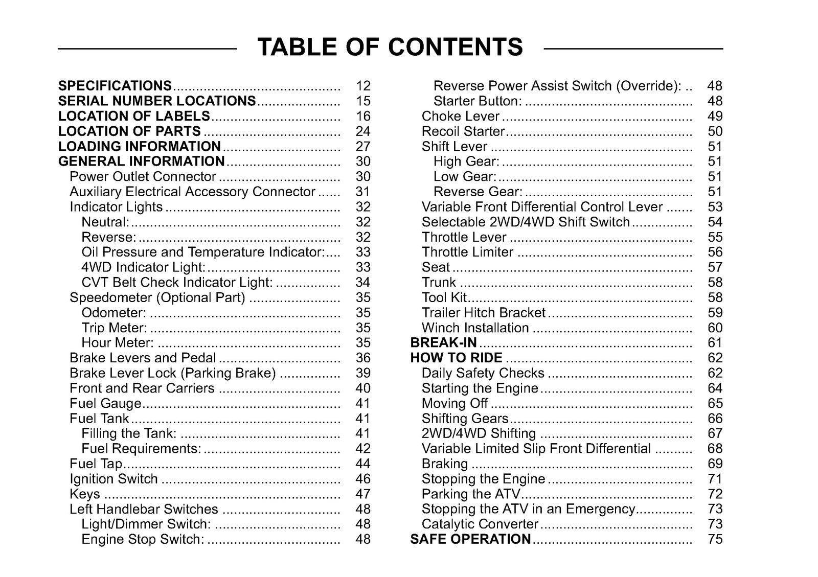 ARCTIC CAT Prairie 360 4x4 ATV Owners Manual 2012 - WIRE BOUND - TOUGH COVERS